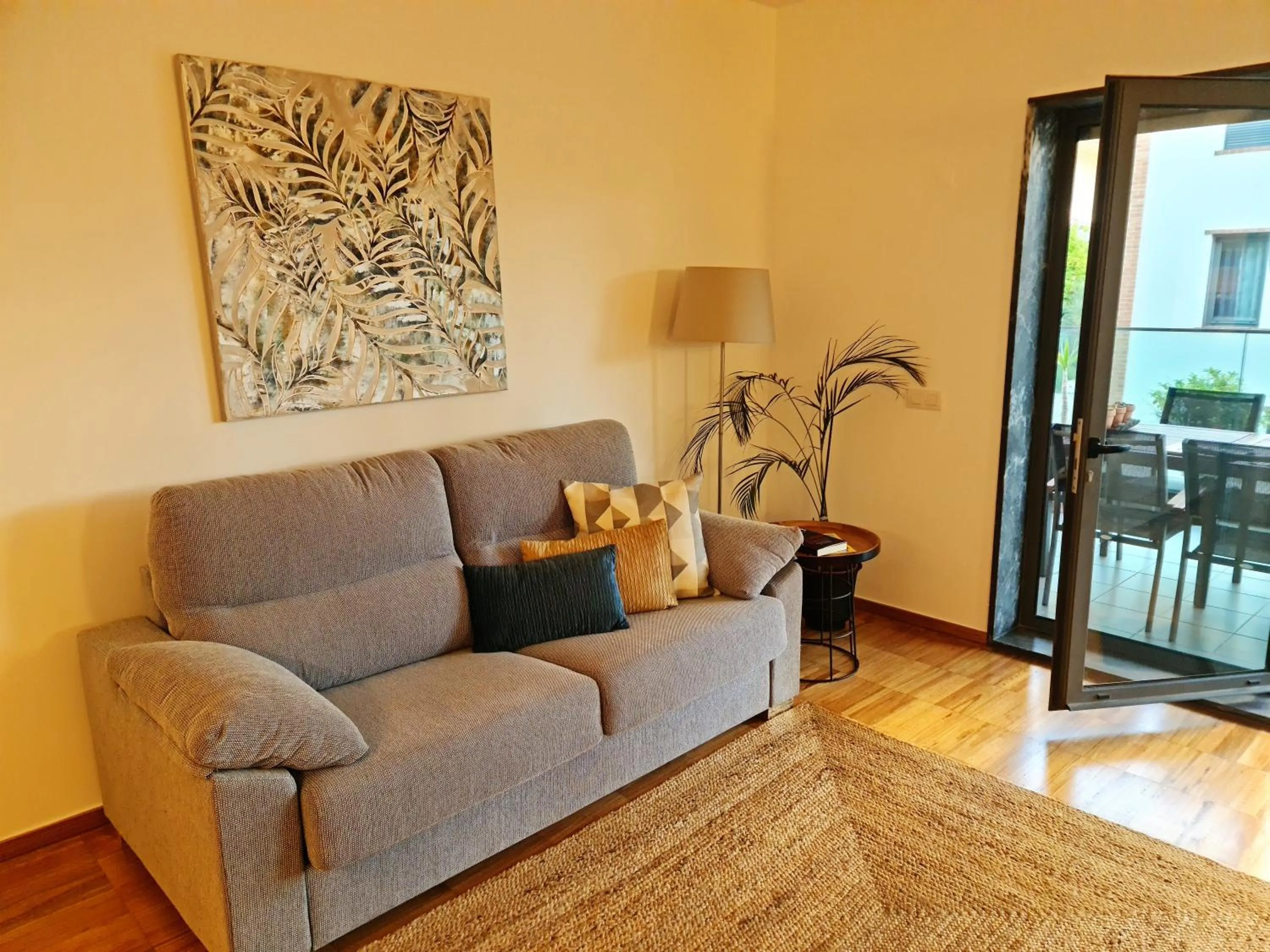 Living room in Lagos Factory Yellow by Marina with AC