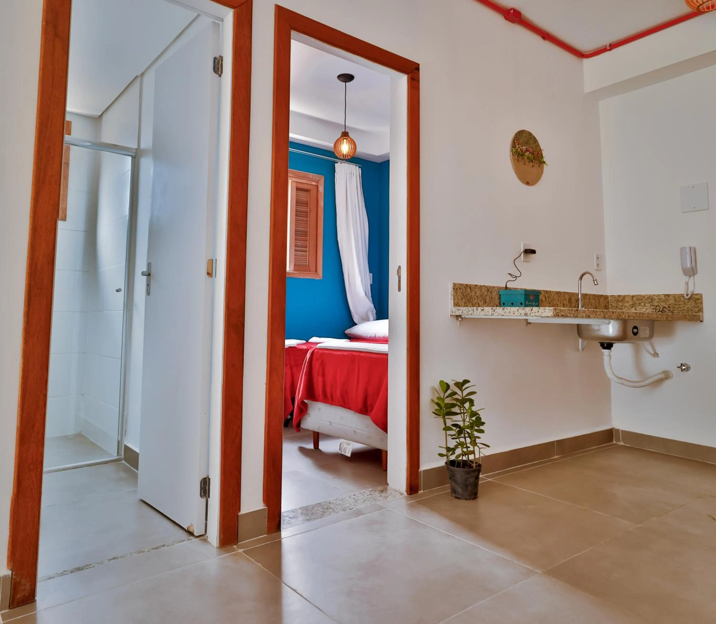 Bathroom, Bed in Mandala Beach Hotel