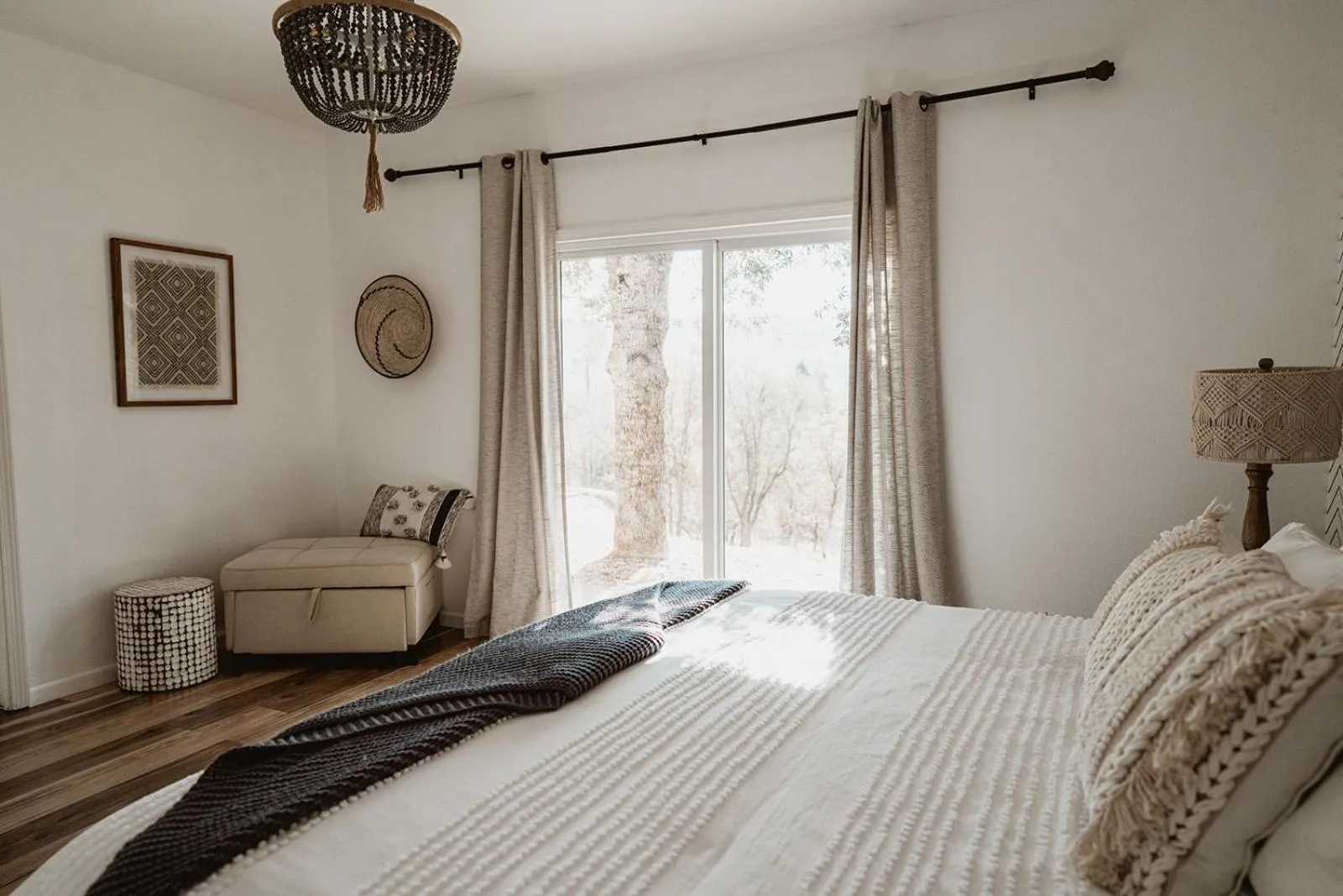 Bed in Sunset Glow Hidden Meadow BBQ HotTub by Casa Oso