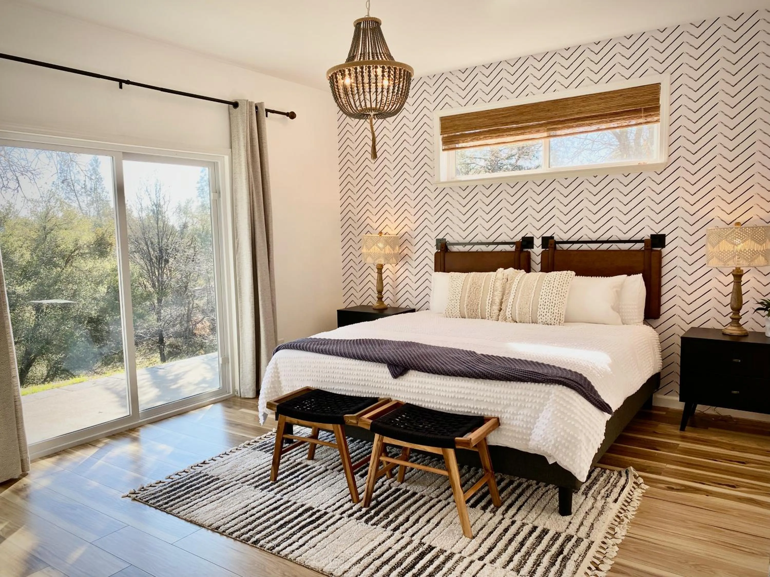 Bed in Sunset Glow Hidden Meadow BBQ HotTub by Casa Oso