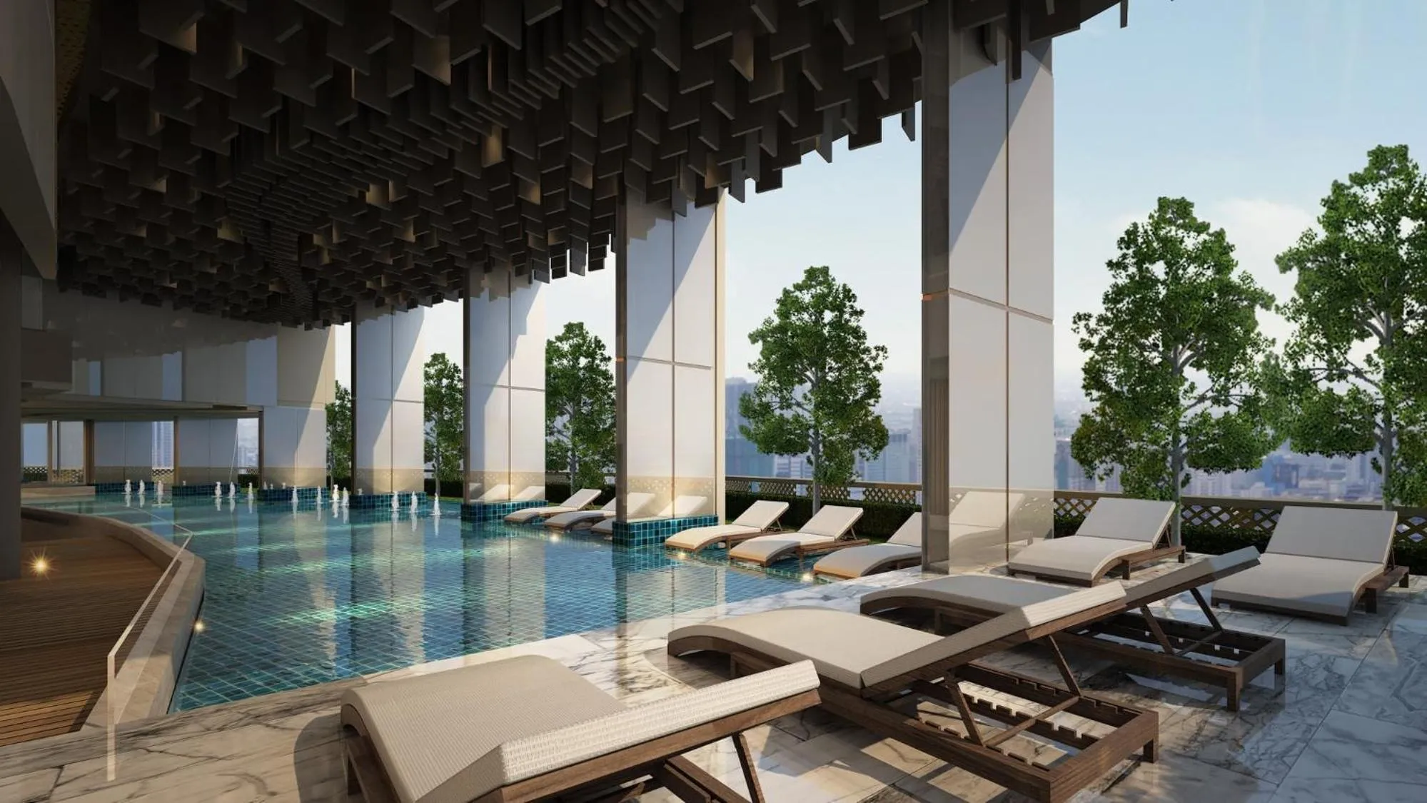 Swimming pool in Oakwood Suites Tiwanon Bangkok