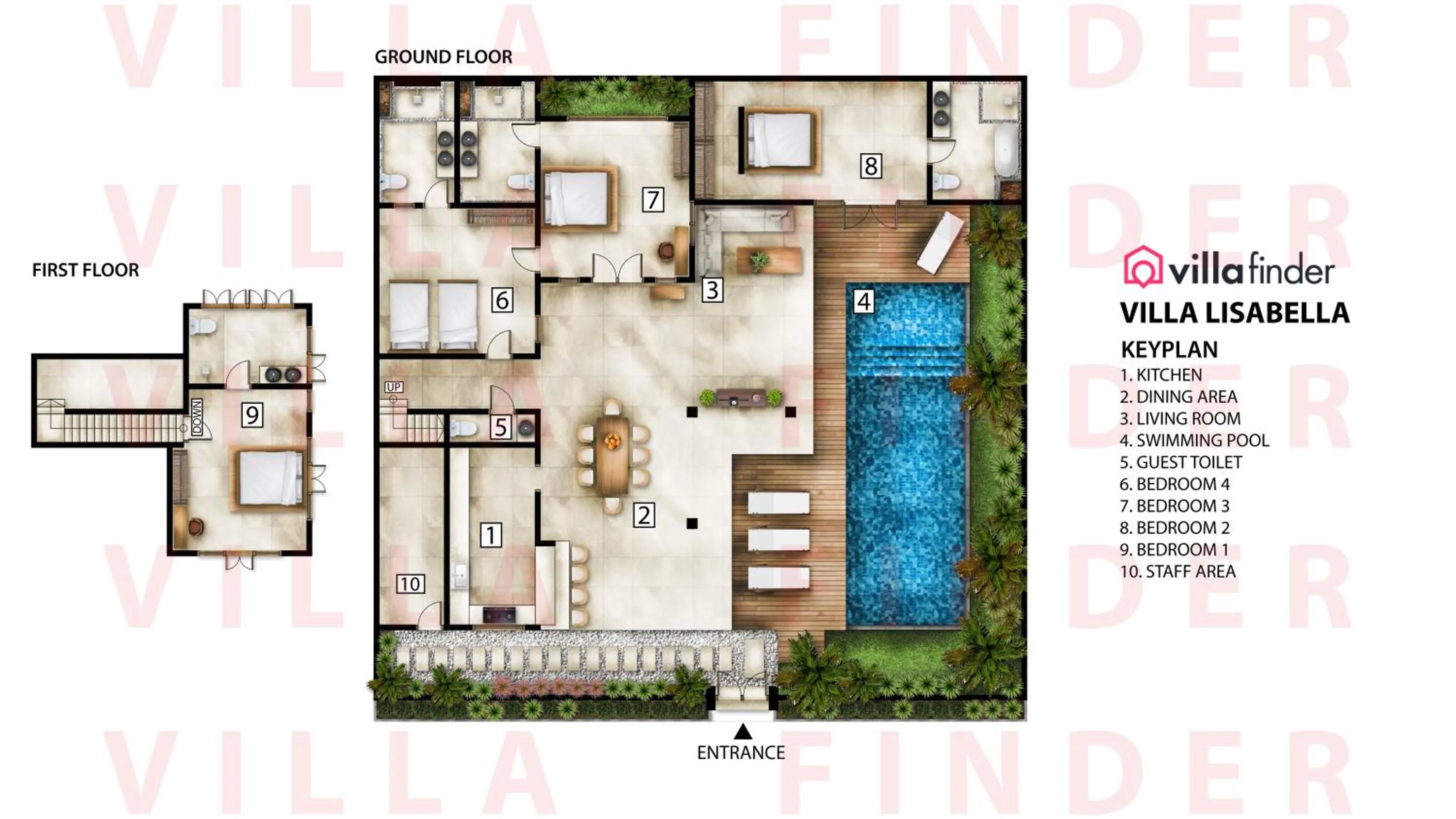 Floor plan in Villa Lisabella by Villa Finder