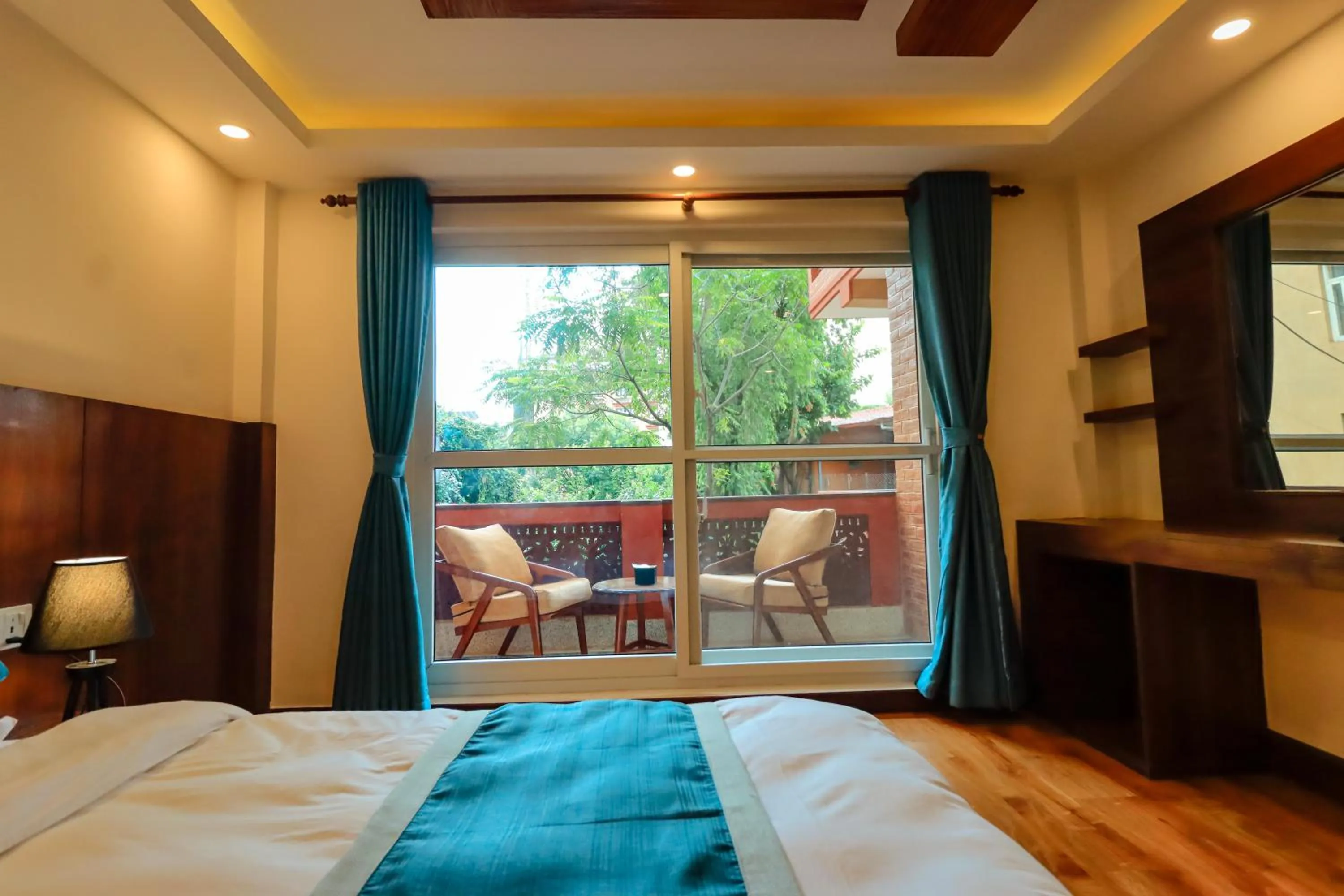 View (from property/room), Bed in Kathmandu Aagantuk Hotel