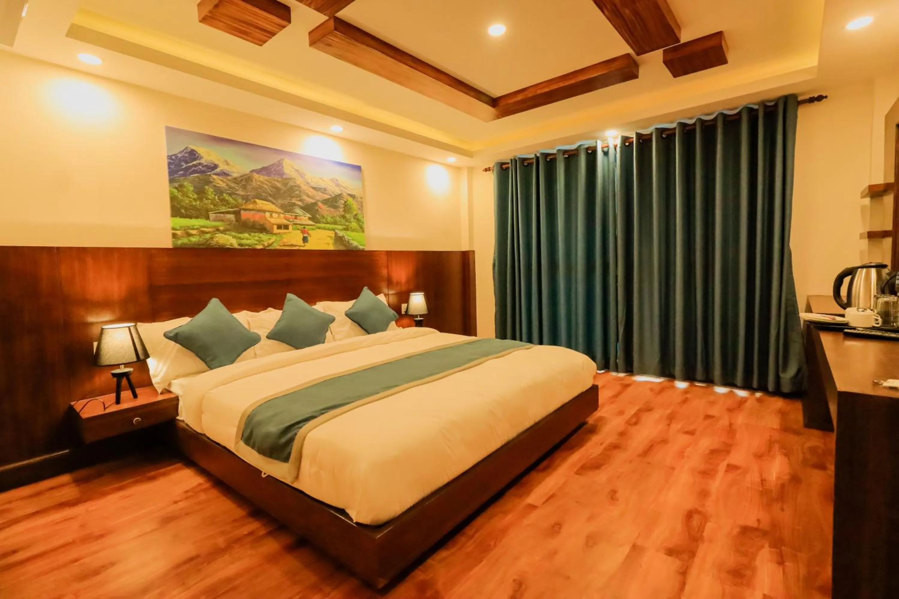Photo of the whole room, Bed in Kathmandu Aagantuk Hotel