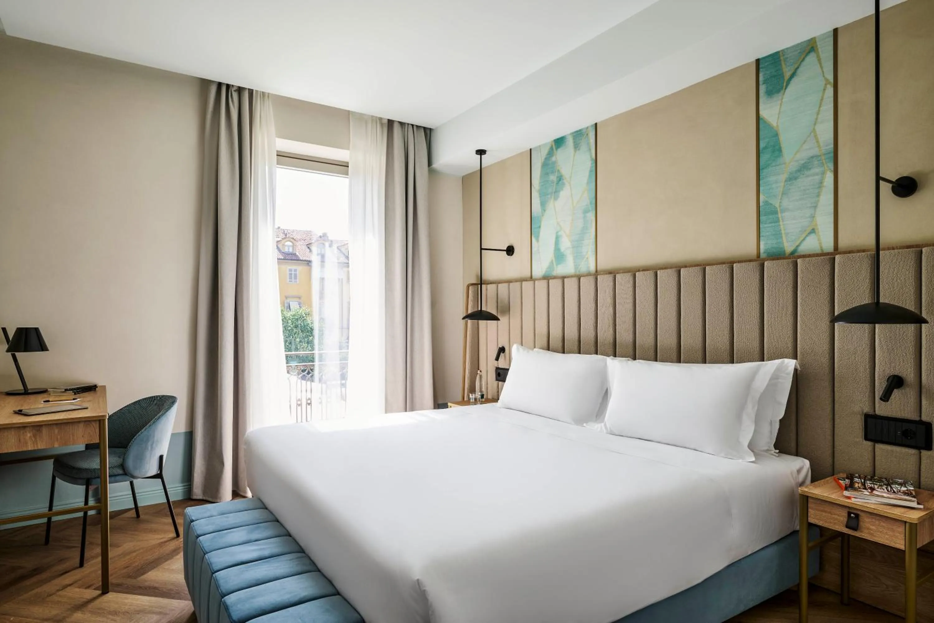 Bedroom, Bed in Hotel Giacomo Morra Alba - Handwritten Collection