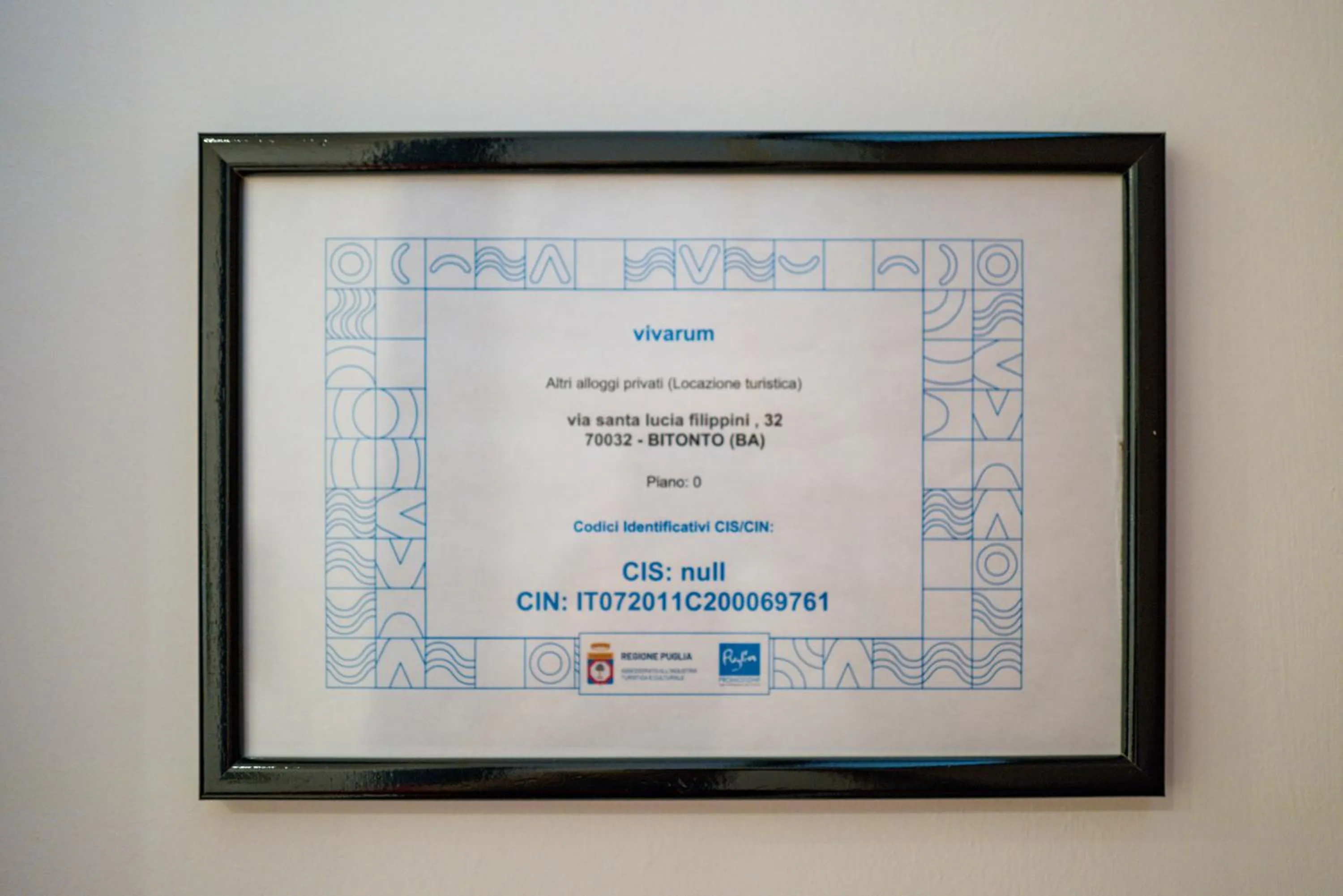 Certificate/Award in Vivarum b&b