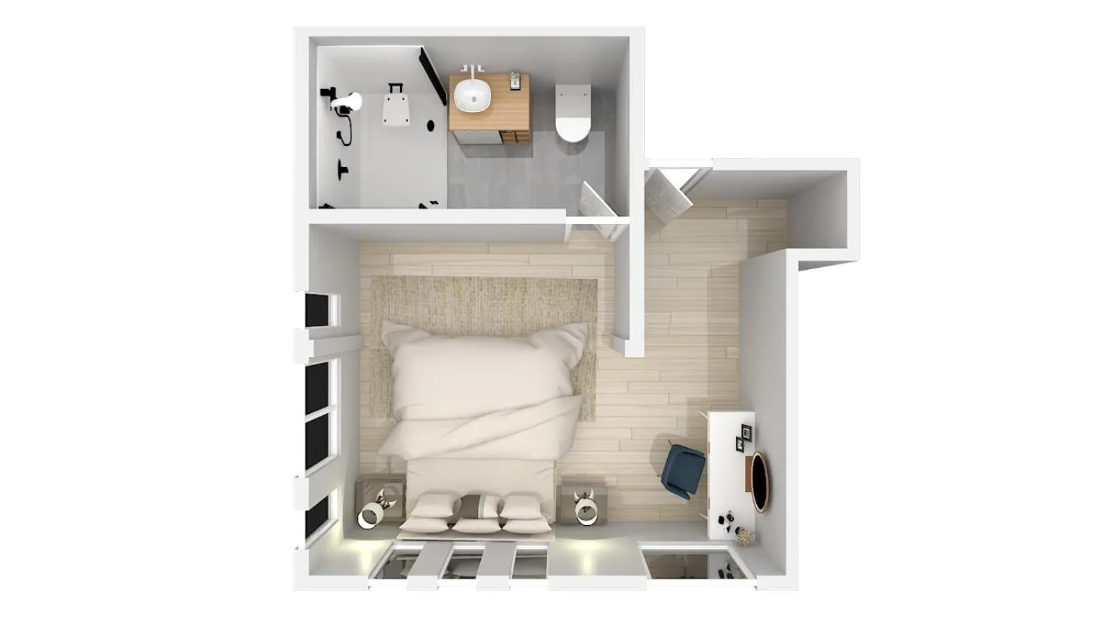 Floor plan, Bed in Good Hotels Downtown Denver