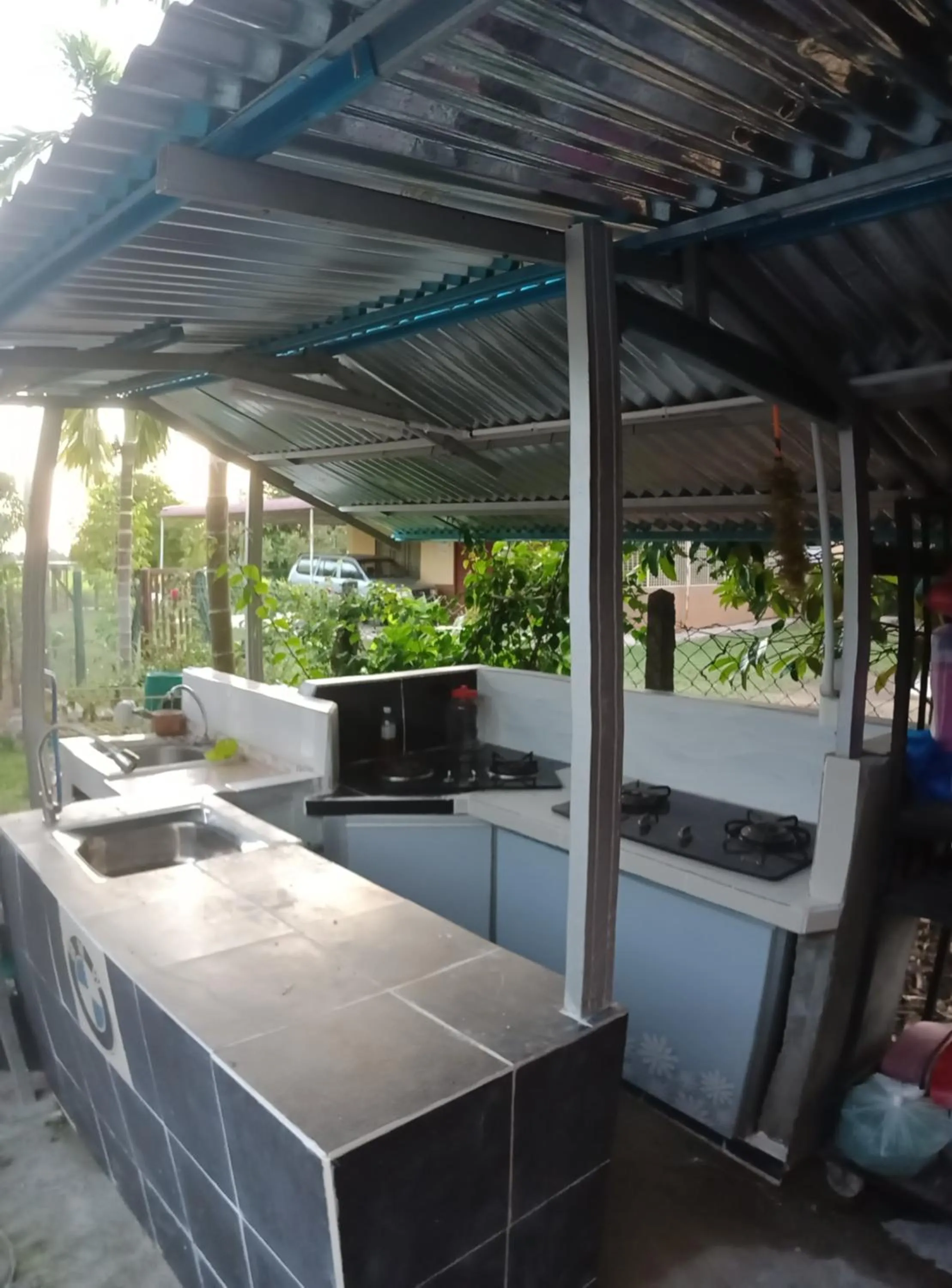 Kitchen or kitchenette in HOMESTAY Kampong KOTA AUR Resort with swimming pool, Kepala Batas, SEBERANG PERAI, PENANG -MOTAC registered Awarded ASEAN homestay standard Malaysia AWARD 2023-2028 Only 3 minutes from viral KG AGONG
