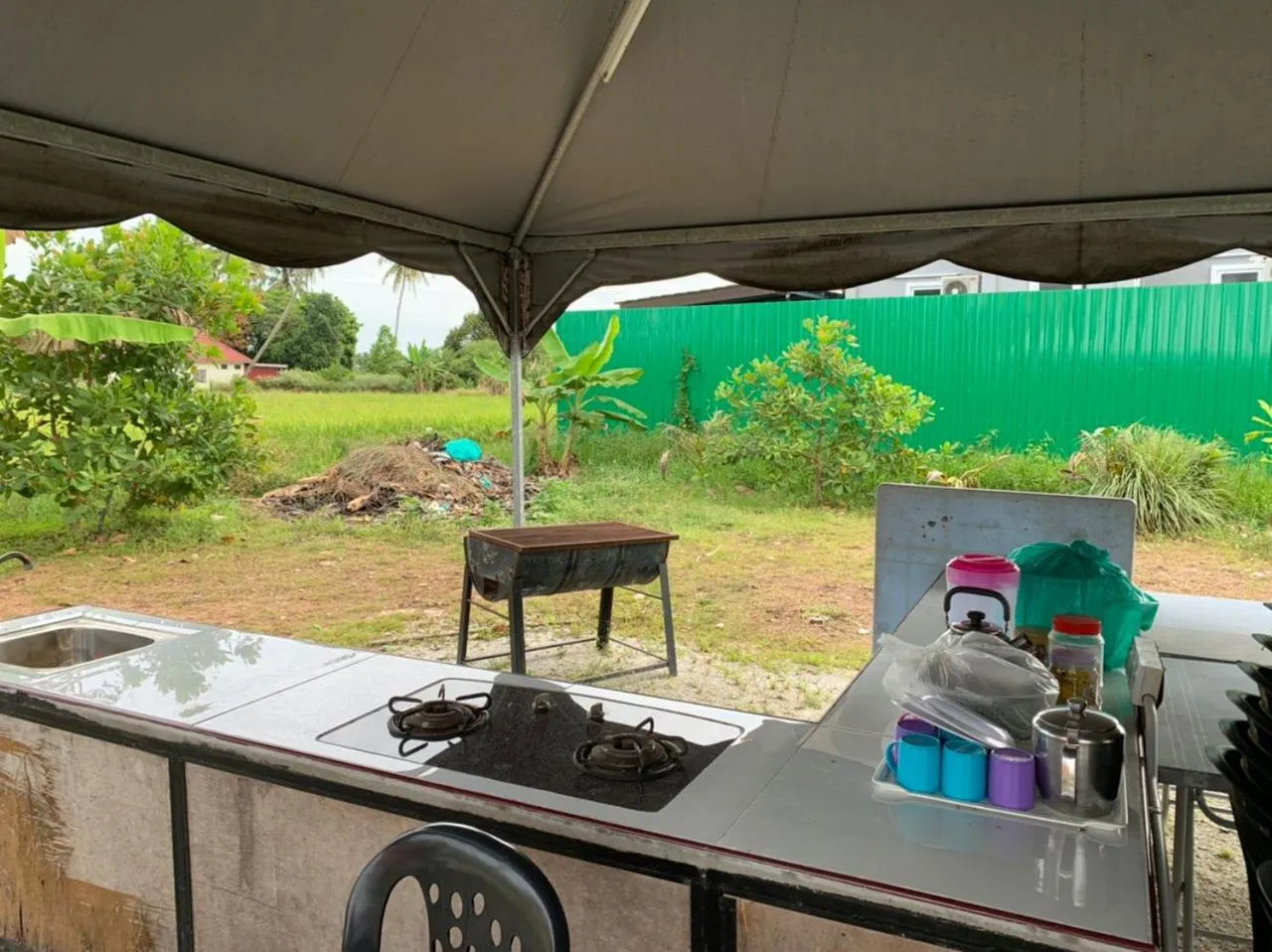 BBQ facilities in HOMESTAY Kampong KOTA AUR Resort with swimming pool, Kepala Batas, SEBERANG PERAI, PENANG -MOTAC registered Awarded ASEAN homestay standard Malaysia AWARD 2023-2028 Only 3 minutes from viral KG AGONG