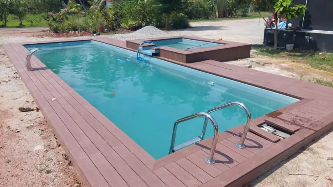 Pool view in HOMESTAY Kampong KOTA AUR Resort with swimming pool, Kepala Batas, SEBERANG PERAI, PENANG -MOTAC registered Awarded ASEAN homestay standard Malaysia AWARD 2023-2028 Only 3 minutes from viral KG AGONG