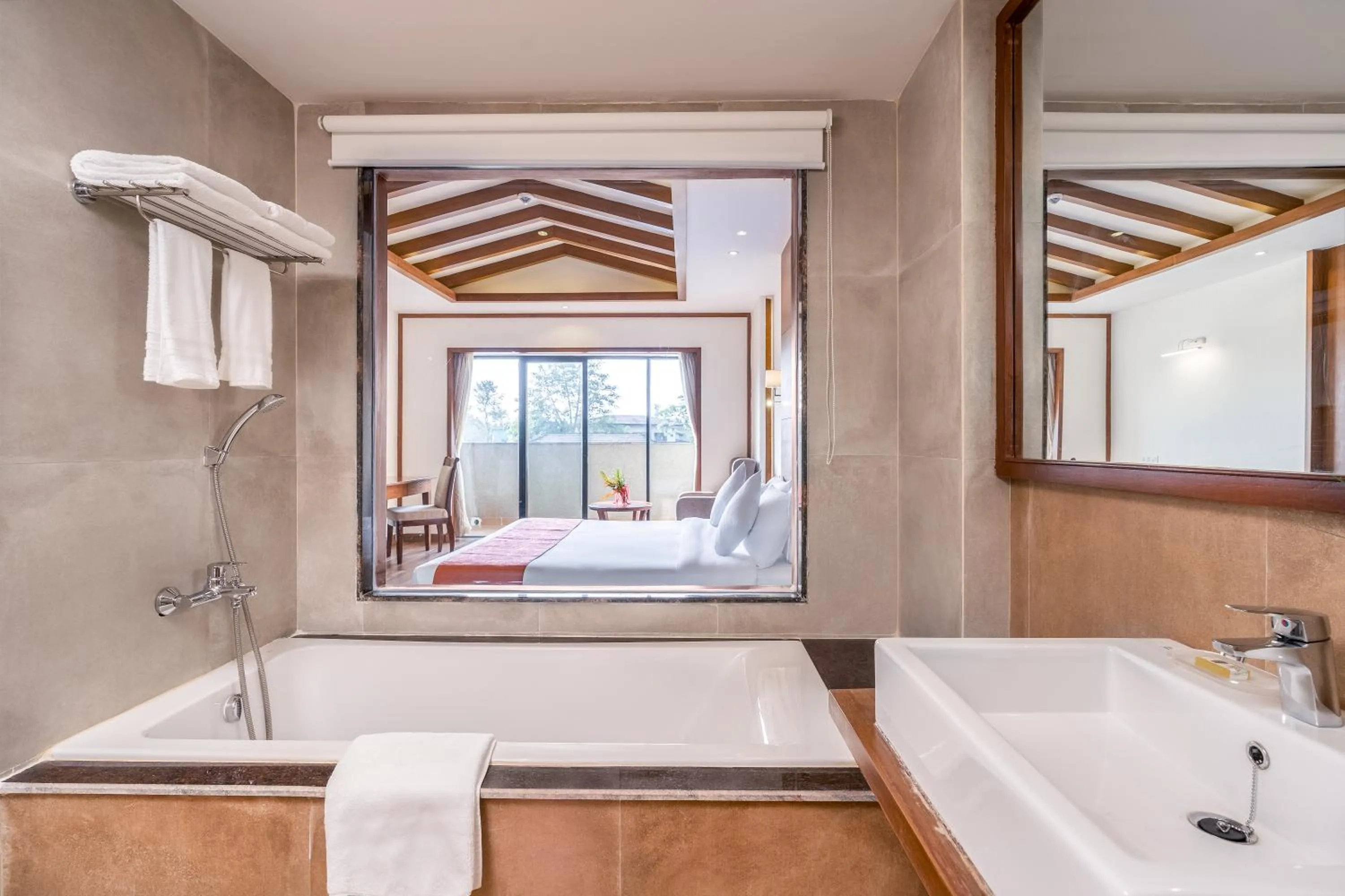 Bathroom, Bed in Soaltee Westend Resort Chitwan