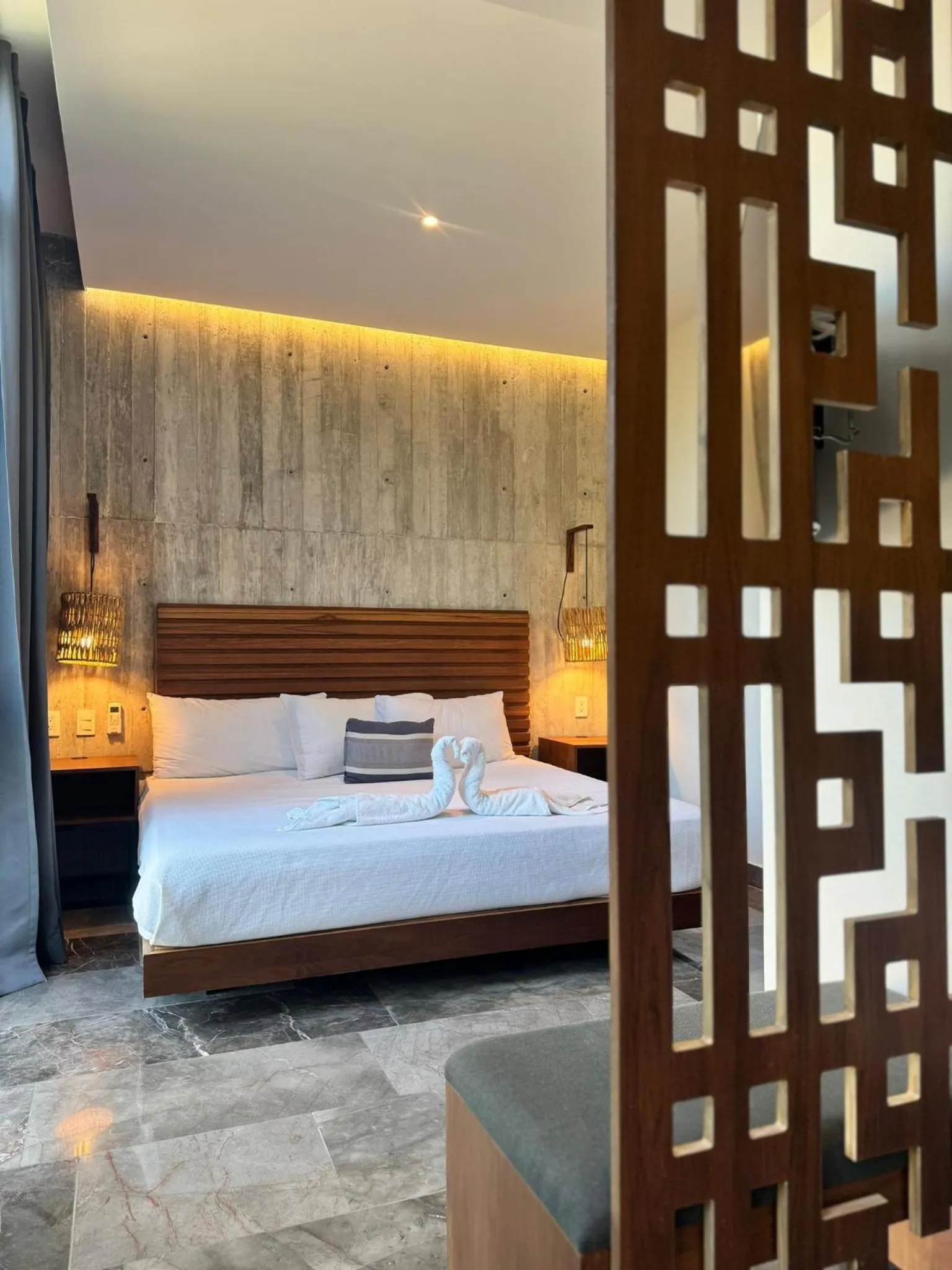 Bed in IIK Tulum by Groovy Stays- A Hip Condo-Hotel with WIFI, Rooftop, Pool, Sleeps 6