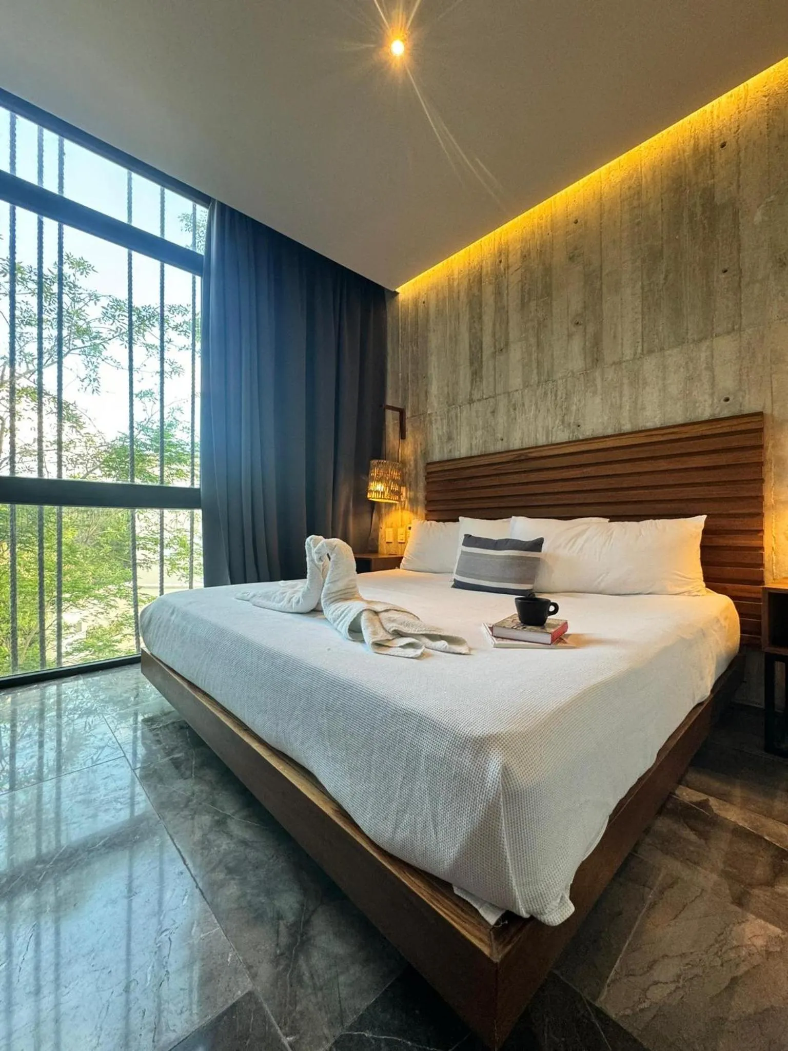 Bed in IIK Tulum by Groovy Stays- A Hip Condo-Hotel with WIFI, Rooftop, Pool, Sleeps 6