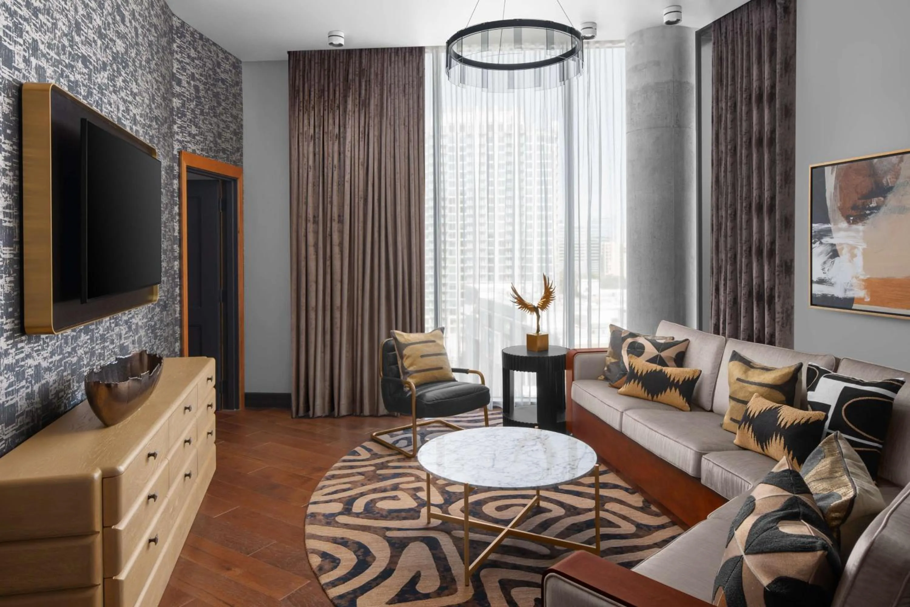 Living room in Hotel Fraye Nashville, Curio Collection By Hilton