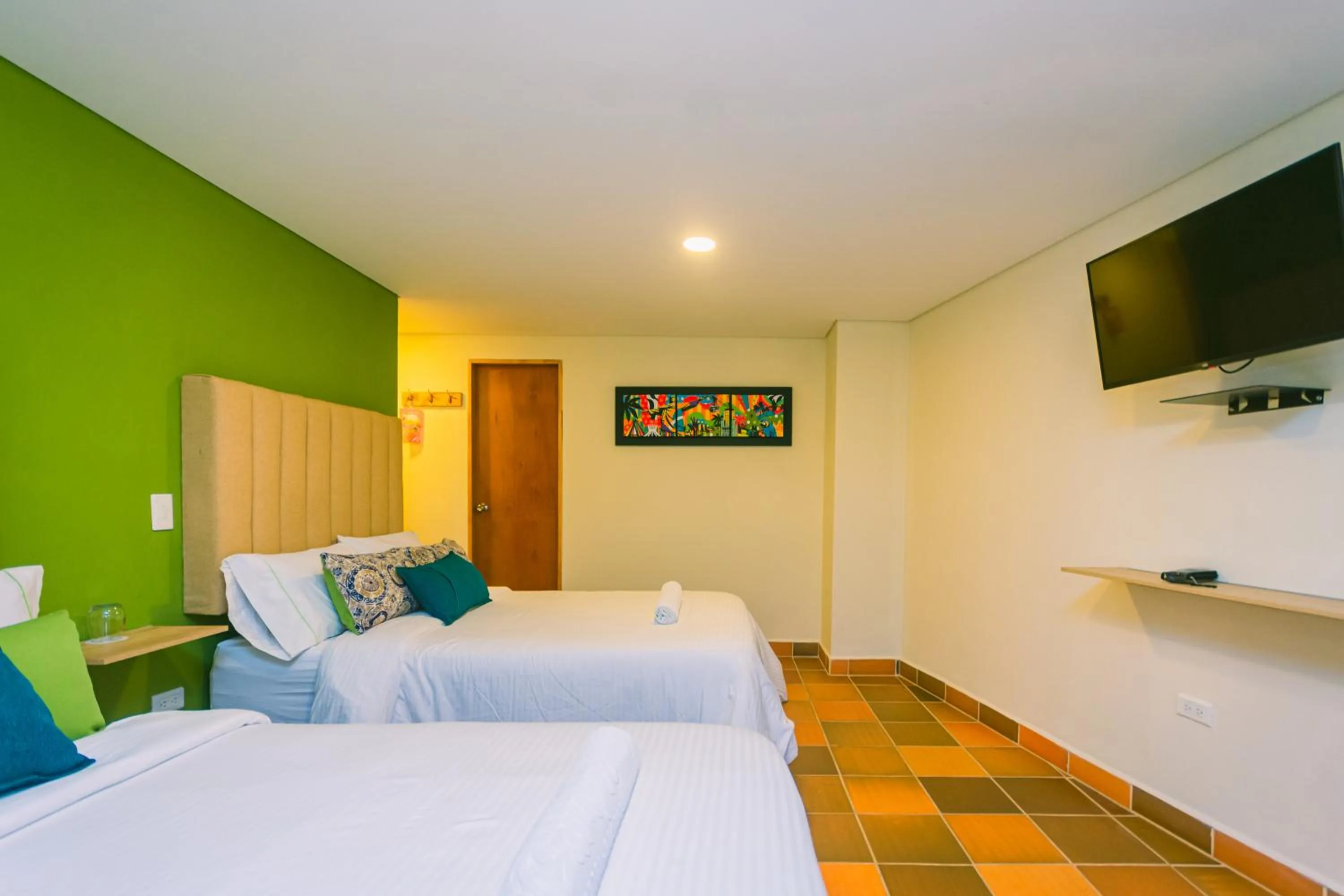 Bed in Hotel Bambu Guatape