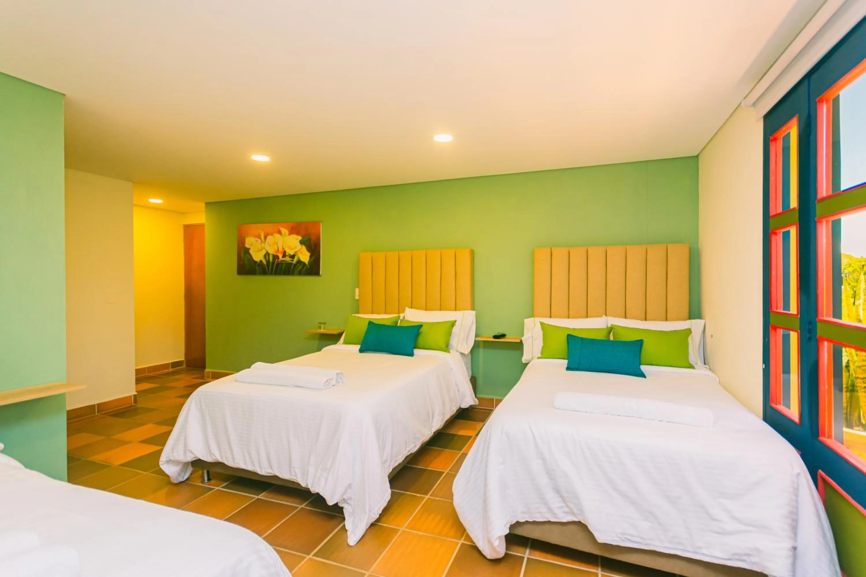 Bed in Hotel Bambu Guatape