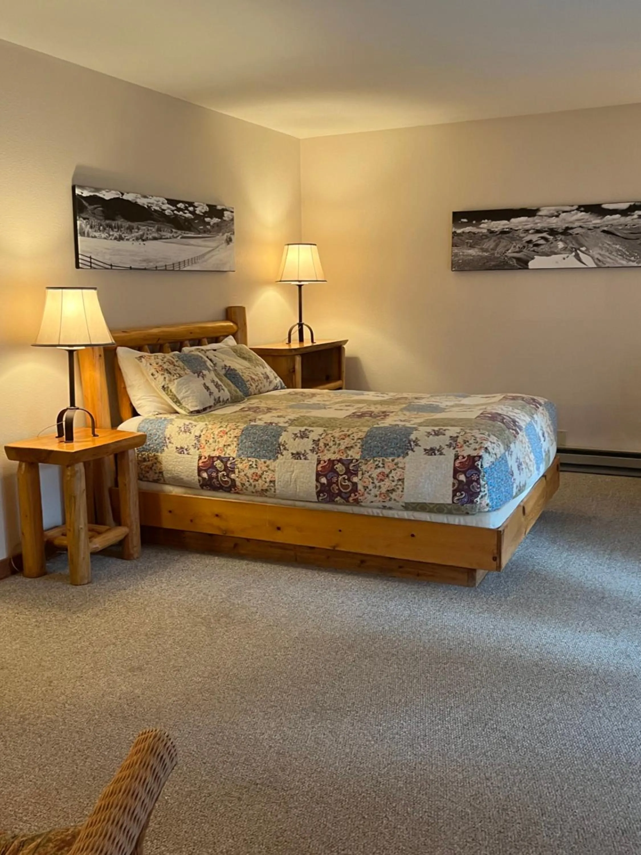 Bed in River Run Inn