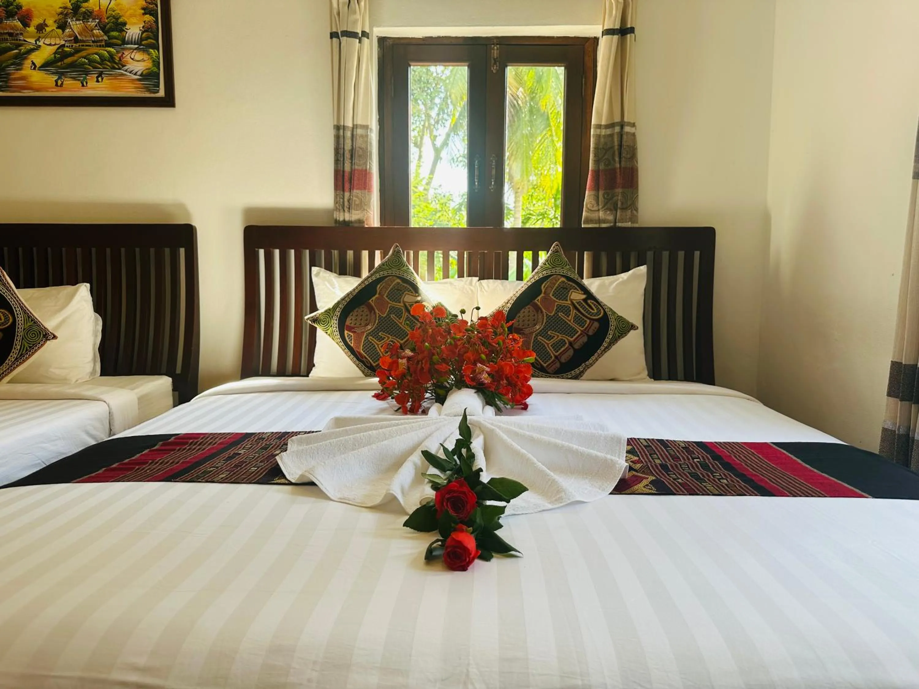 Bed in Thatsaphone Hotel