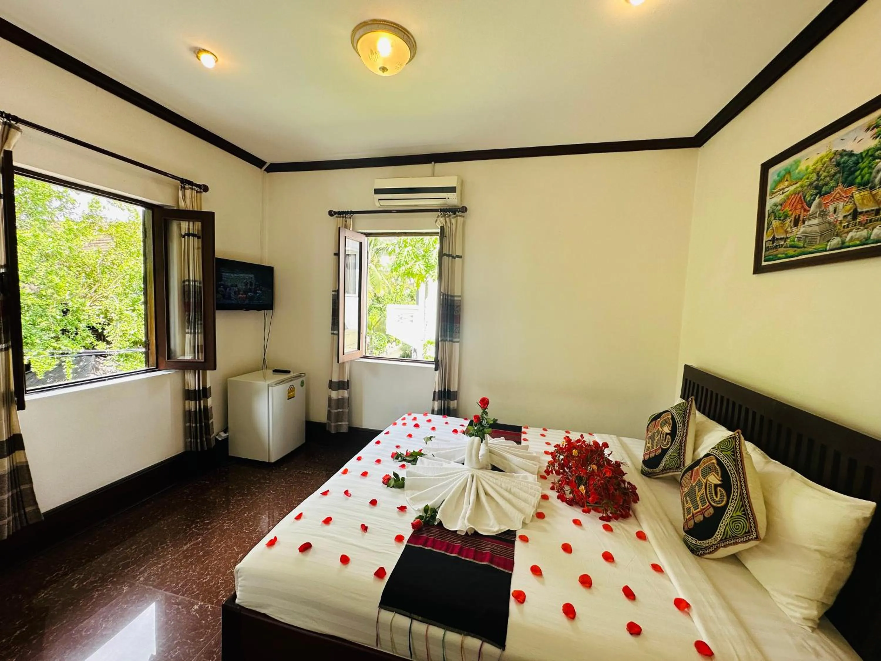 Bed in Thatsaphone Hotel