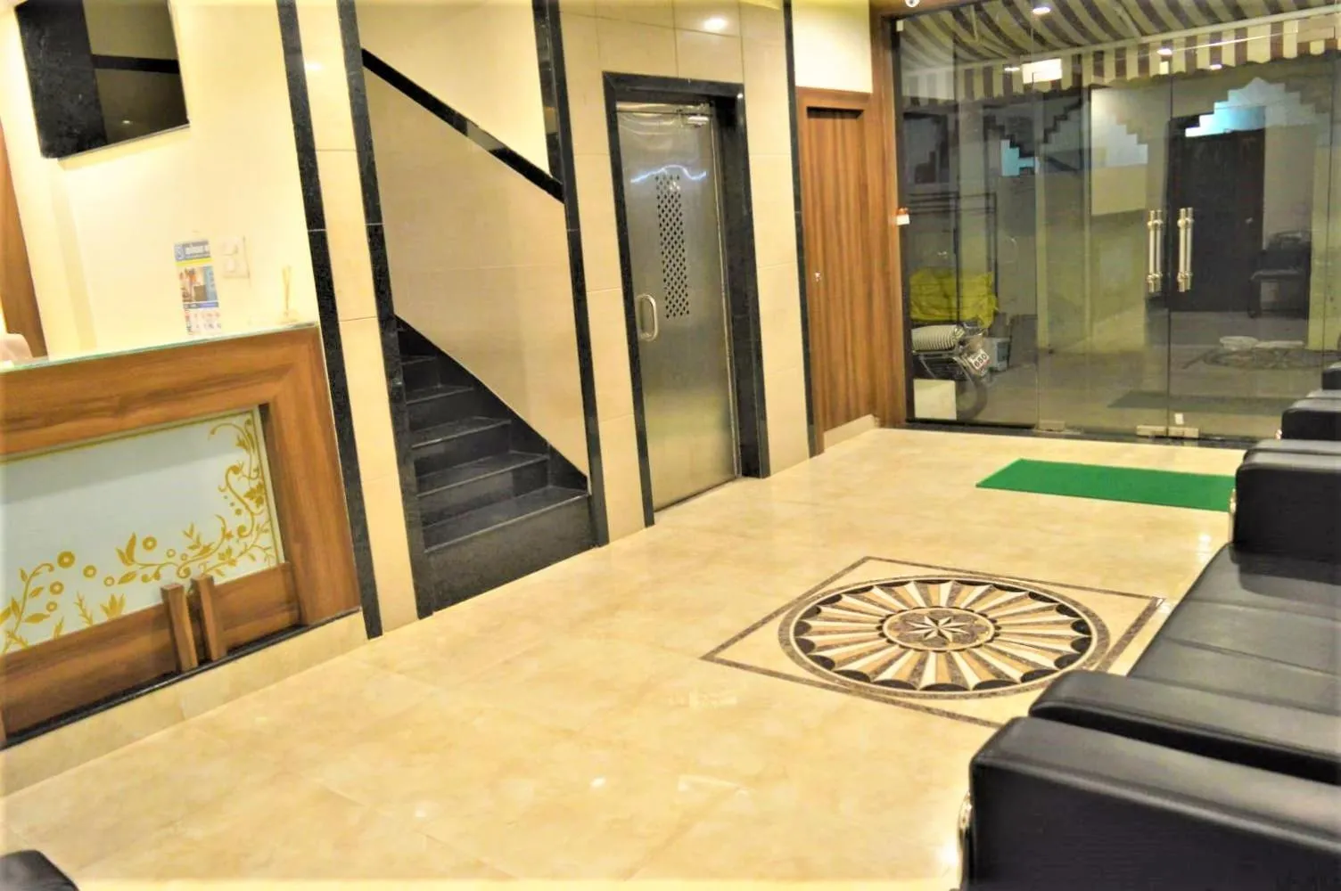 Seating area in Hotel Visau,Shirdi