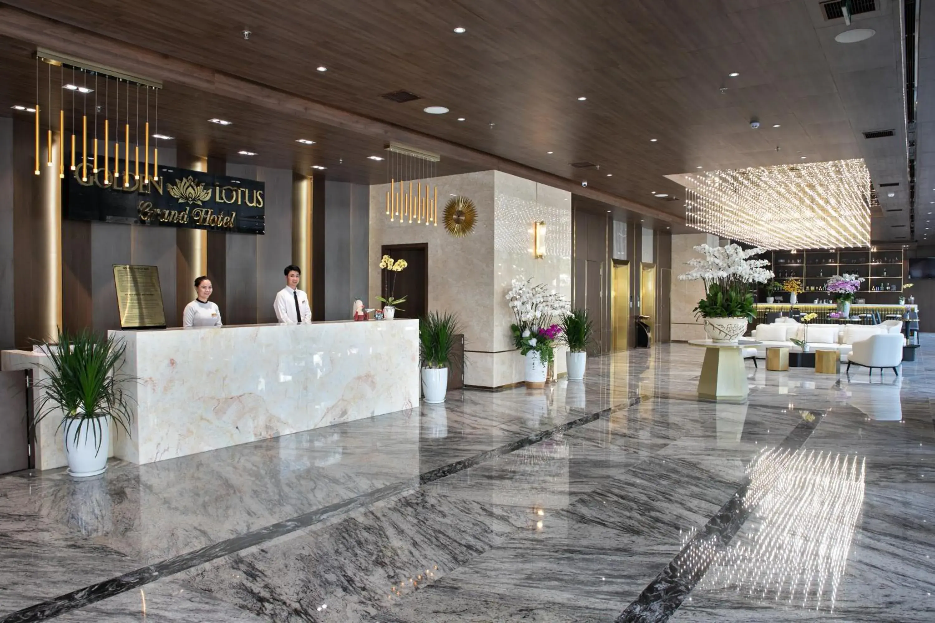Lobby or reception in Golden Lotus Grand Da Nang - Panoramic Rooftop Bar & Daily Afternoon Tea Lobby or reception in Golden Lotus Grand Da Nang - Panoramic Rooftop Bar & Daily Afternoon Tea