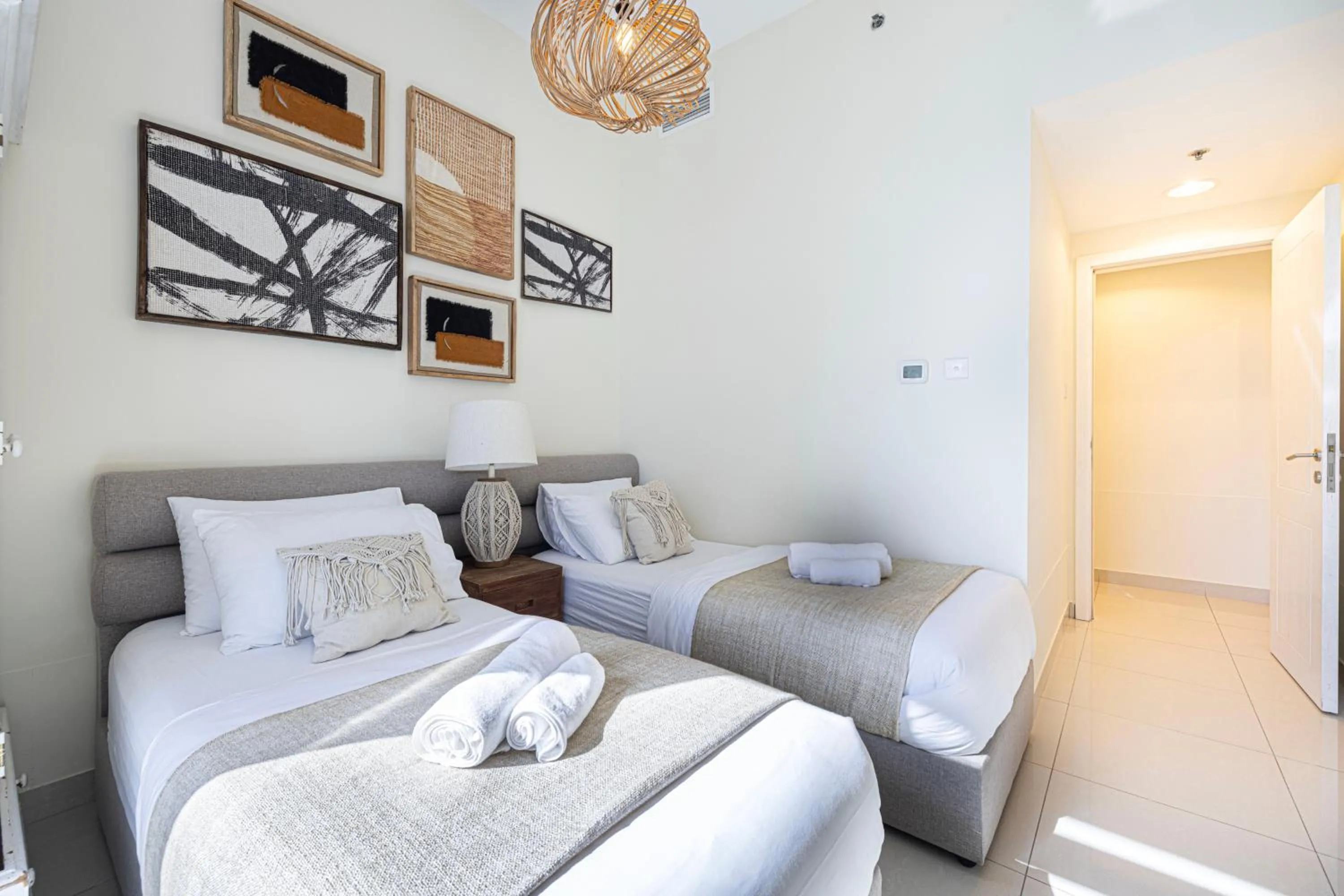 Bed in Stylish 3 bedrooms Boho-Style Home