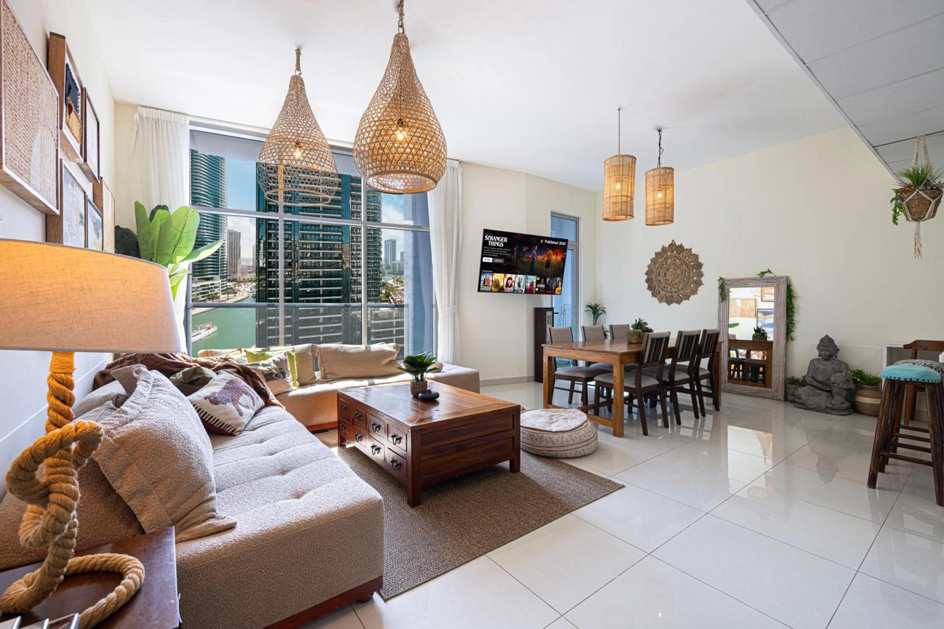 Communal lounge/ TV room in Stylish 3 bedrooms Boho-Style Home