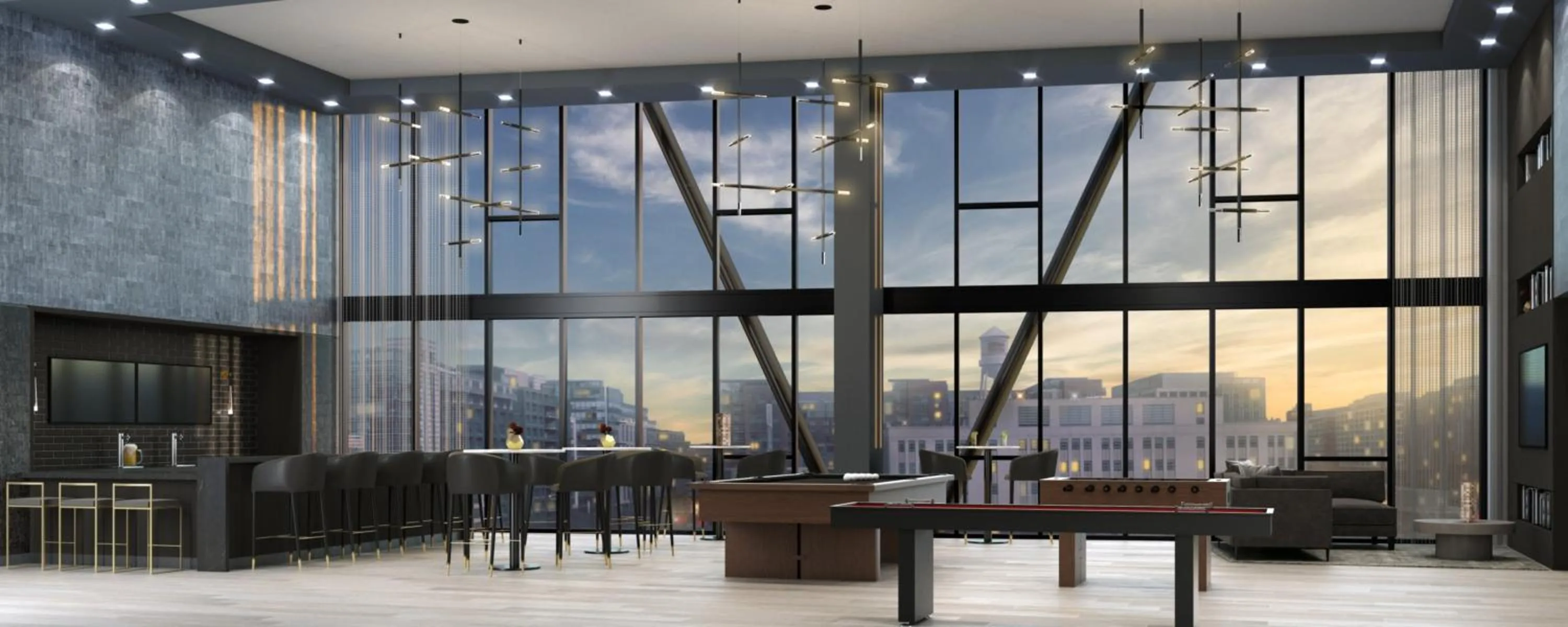 Communal lounge/ TV room in Global Luxury Suites at Capitol Hill