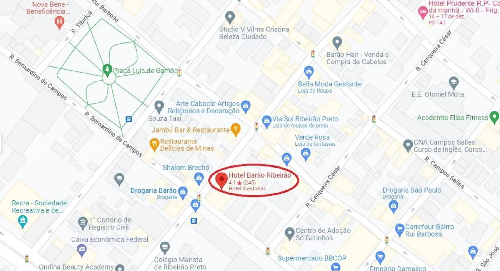 Location in Hotel Barão Ribeirão