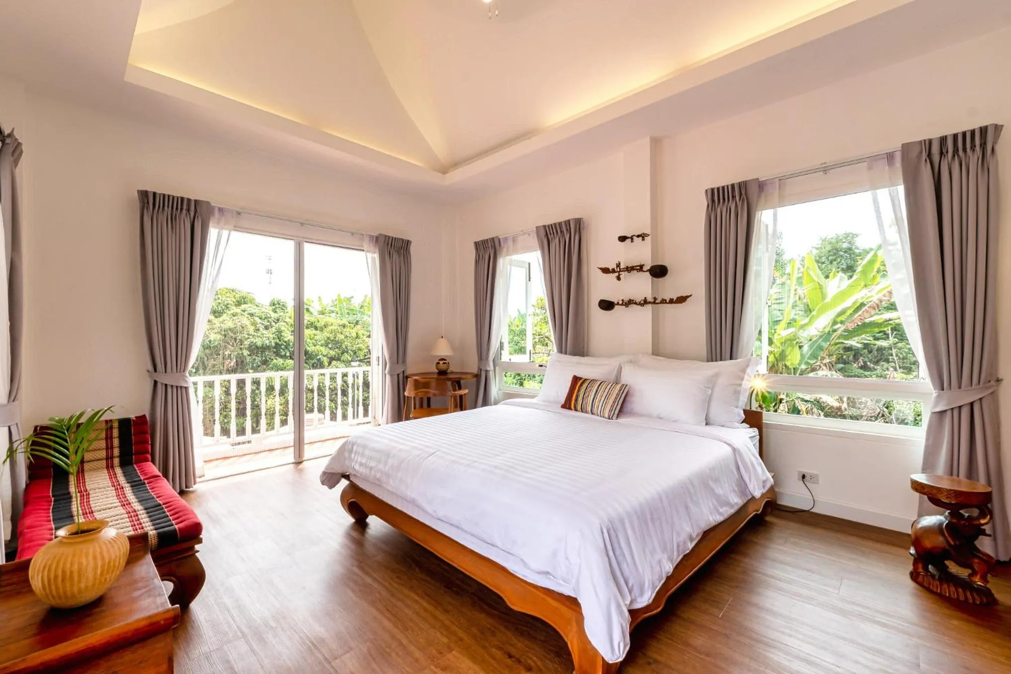 Bedroom, Bed in Phi Private Villa: Luxury Thai with Riverview