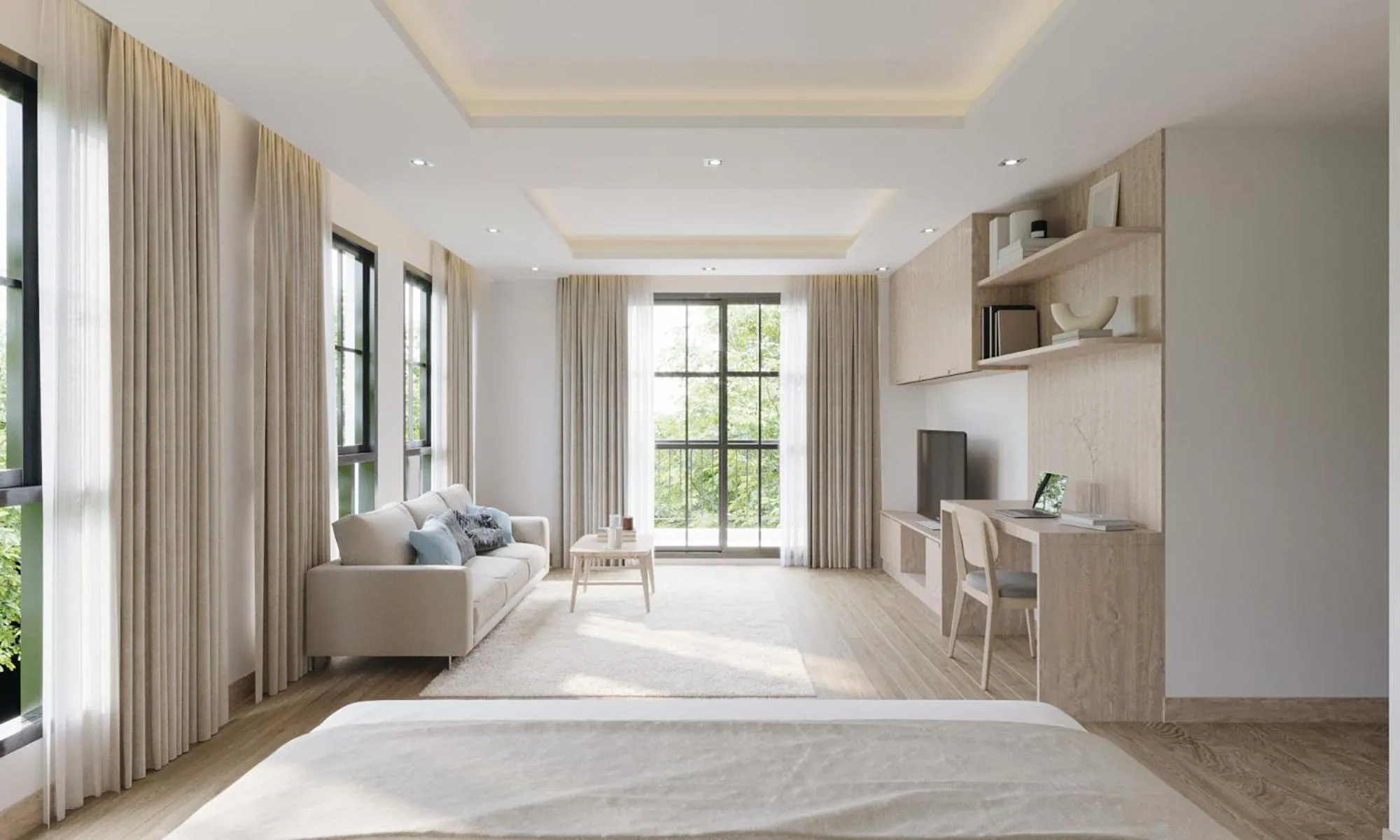 Communal lounge/ TV room, Bed in Leon Lasalle Hotel and Residences