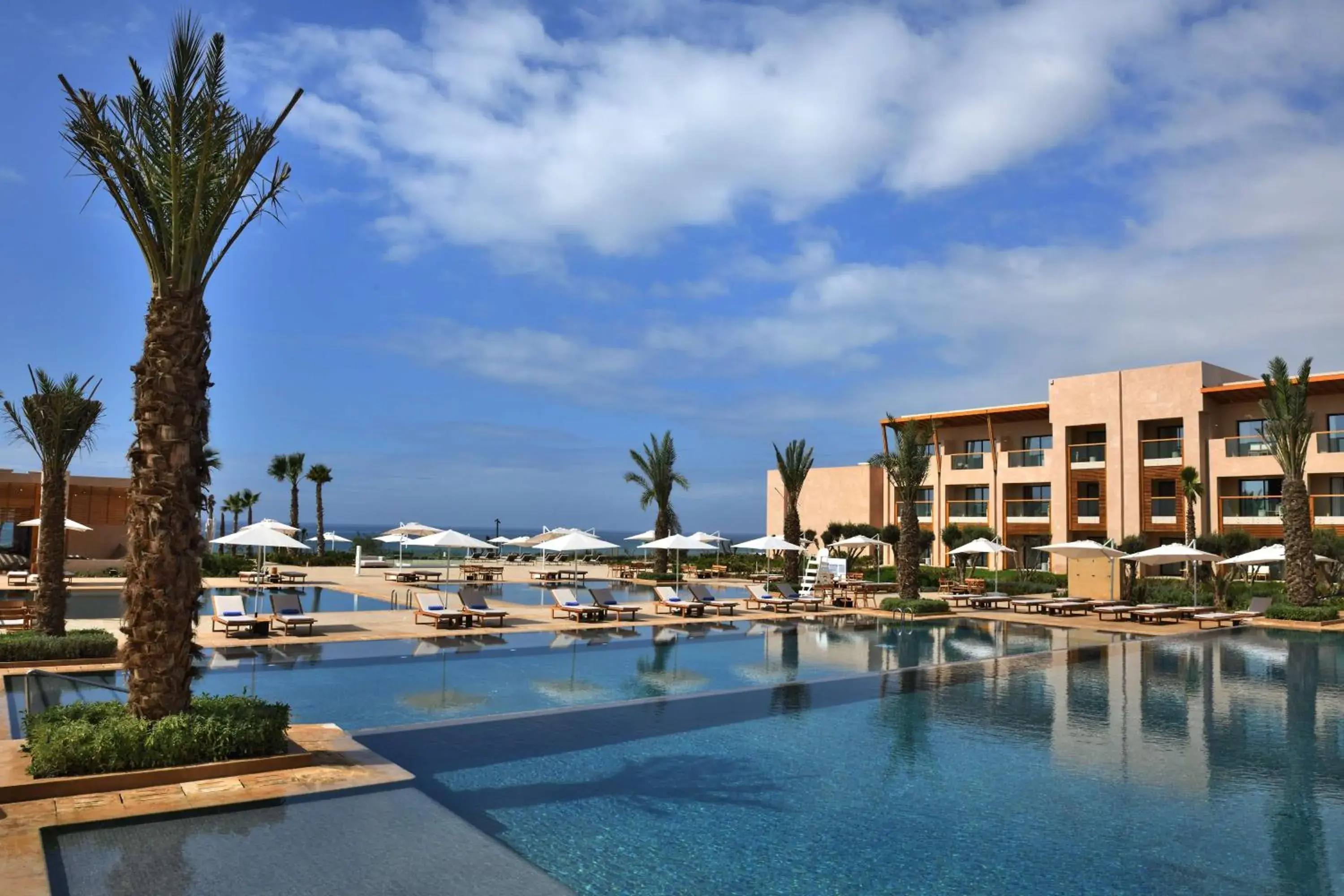Pool view in Hilton Taghazout Bay Beach Resort & Spa Pool view in Hilton Taghazout Bay Beach Resort & Spa