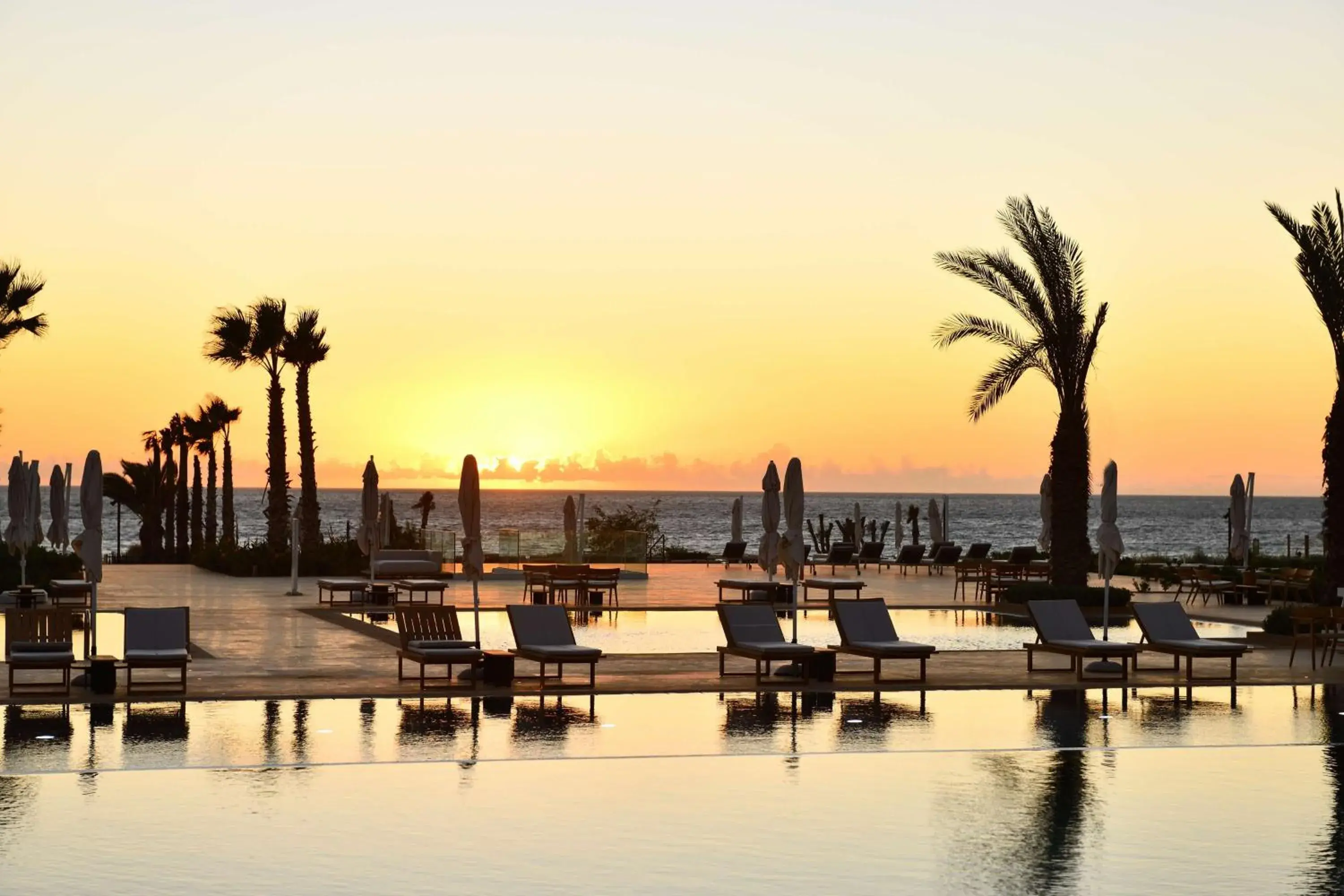 Pool view in Hilton Taghazout Bay Beach Resort & Spa Pool view in Hilton Taghazout Bay Beach Resort & Spa