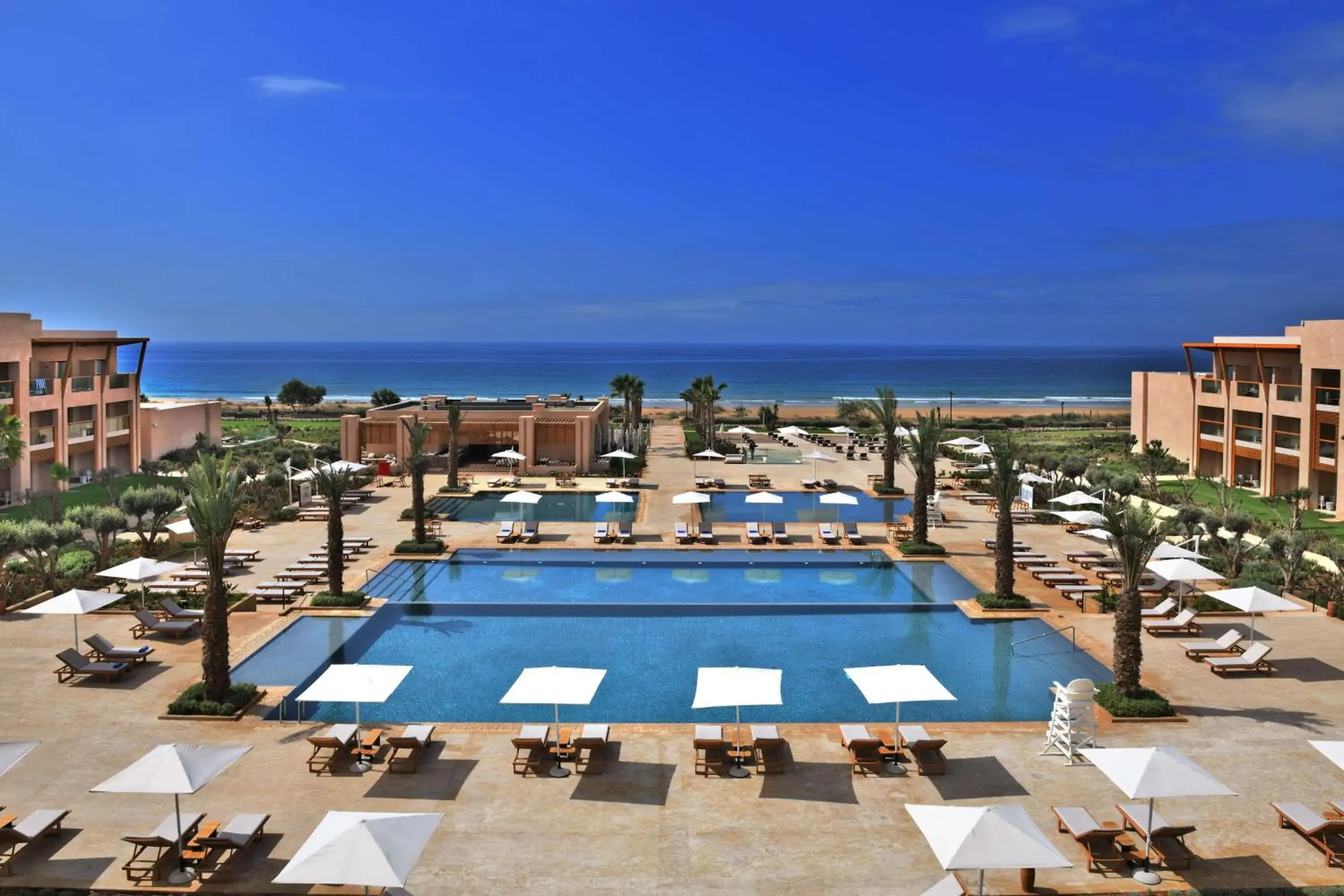 Pool view in Hilton Taghazout Bay Beach Resort & Spa Pool view in Hilton Taghazout Bay Beach Resort & Spa