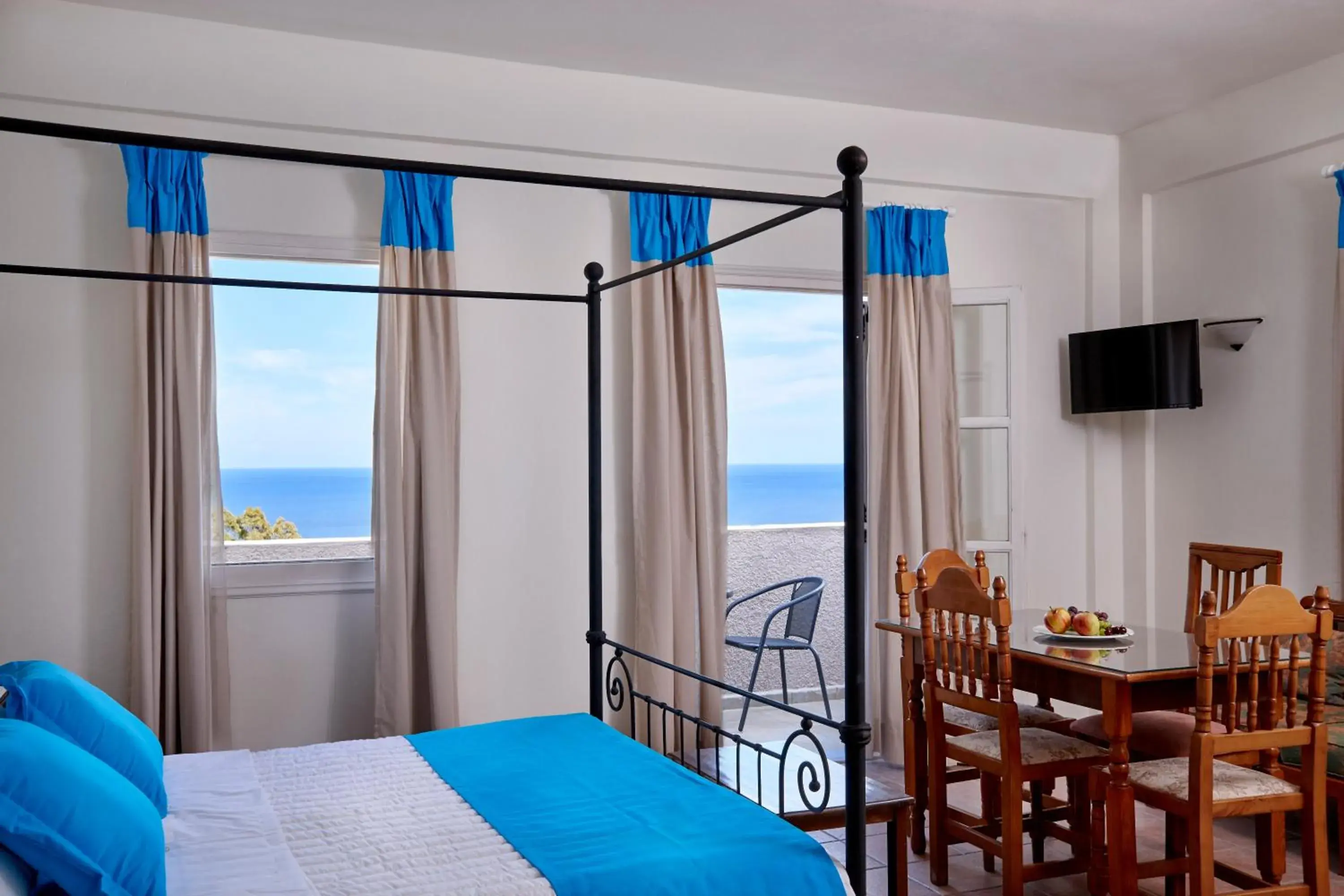 Bedroom, Bed in Terra Blue Santorini Bedroom, Bed in Terra Blue Santorini