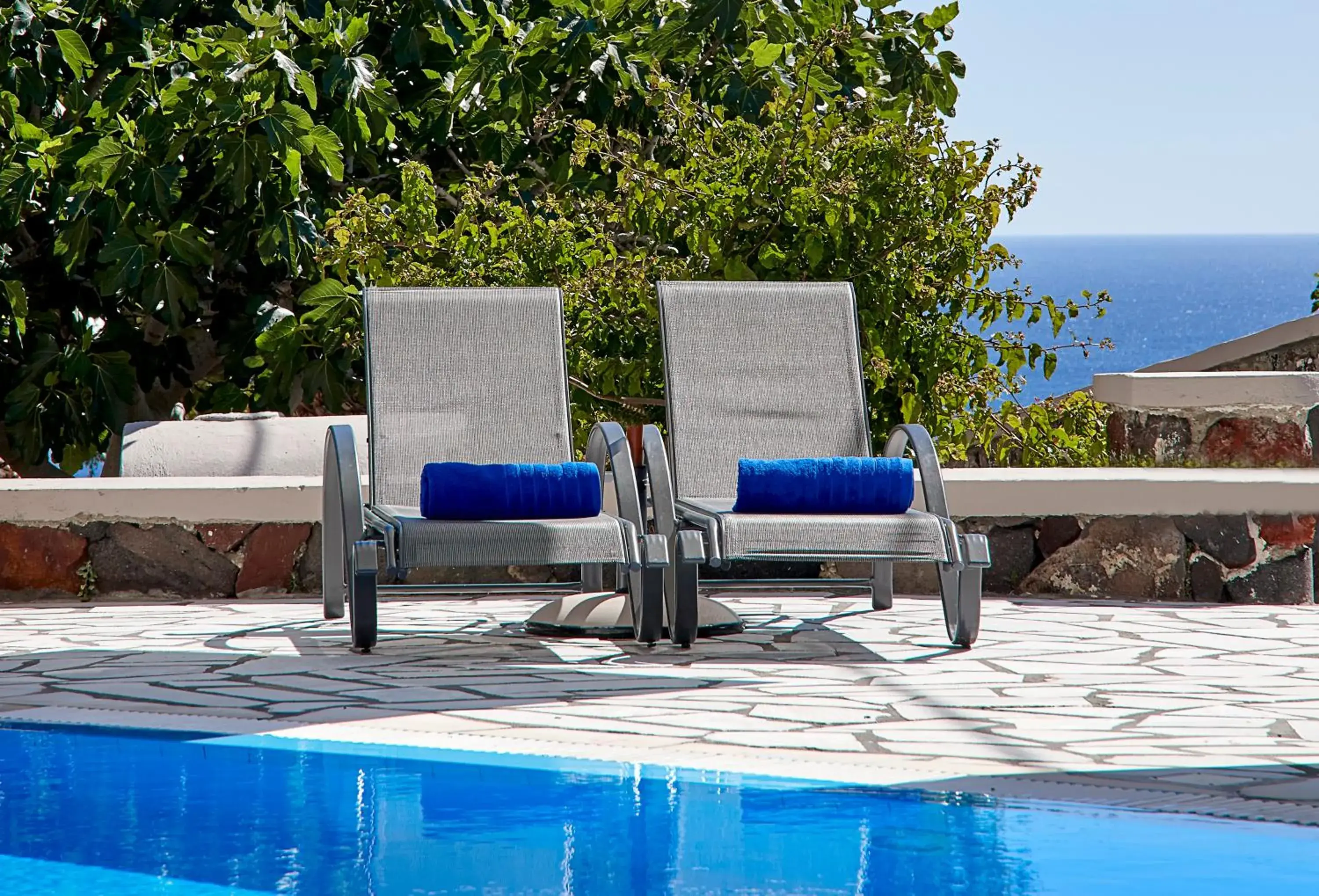 Pool view in Terra Blue Santorini Pool view in Terra Blue Santorini