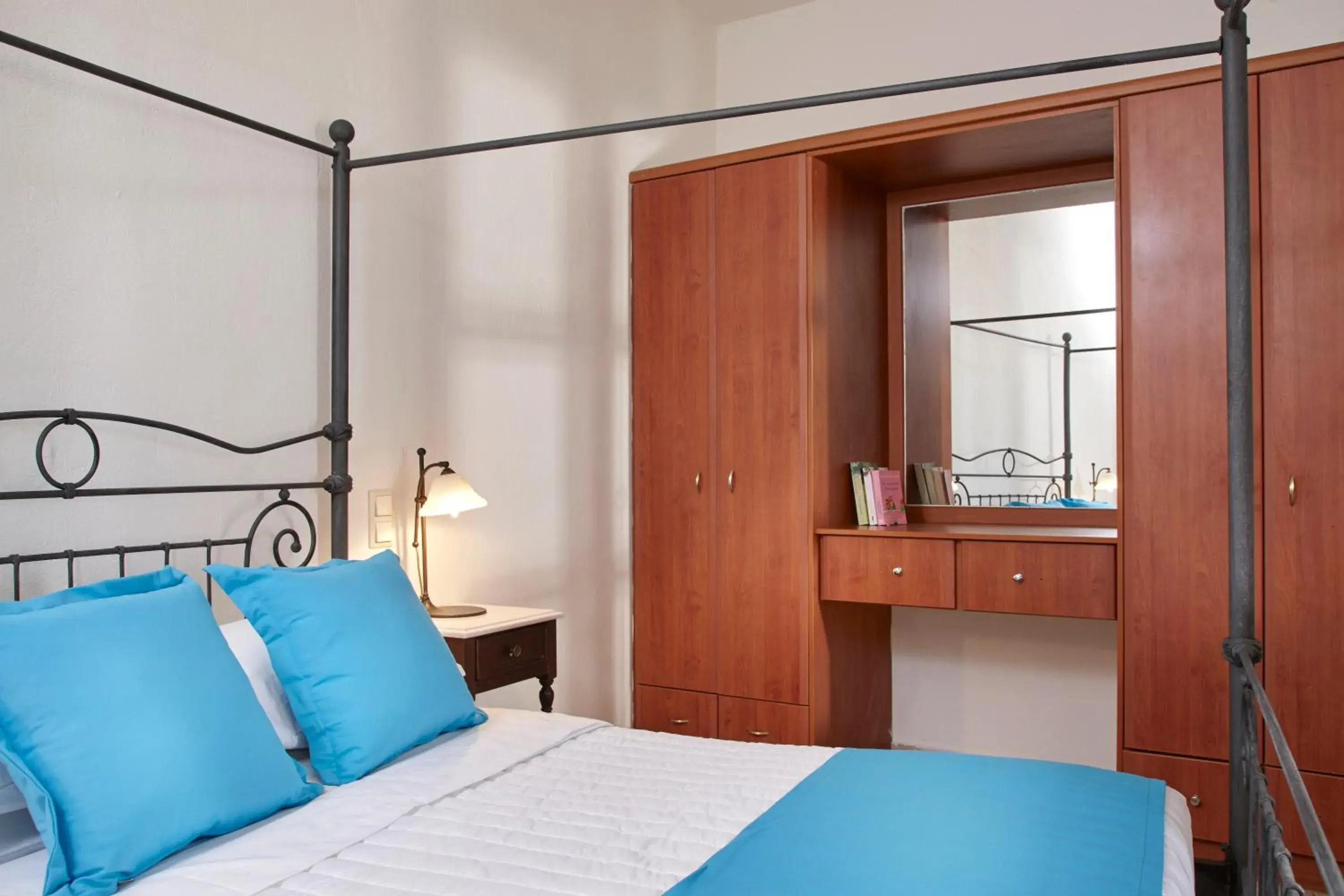 Bedroom, Bed in Terra Blue Santorini Bedroom, Bed in Terra Blue Santorini