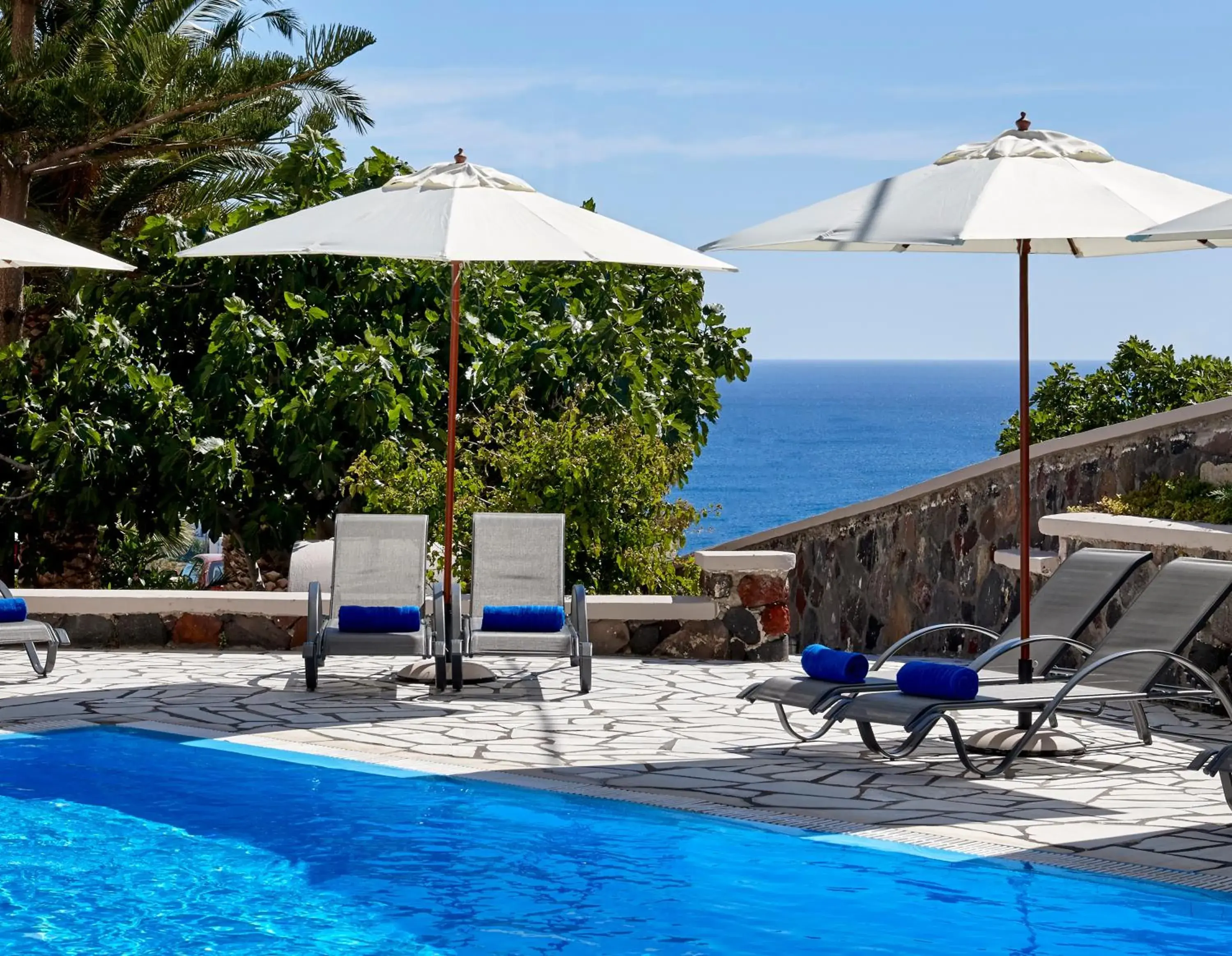 Pool view in Terra Blue Santorini Pool view in Terra Blue Santorini