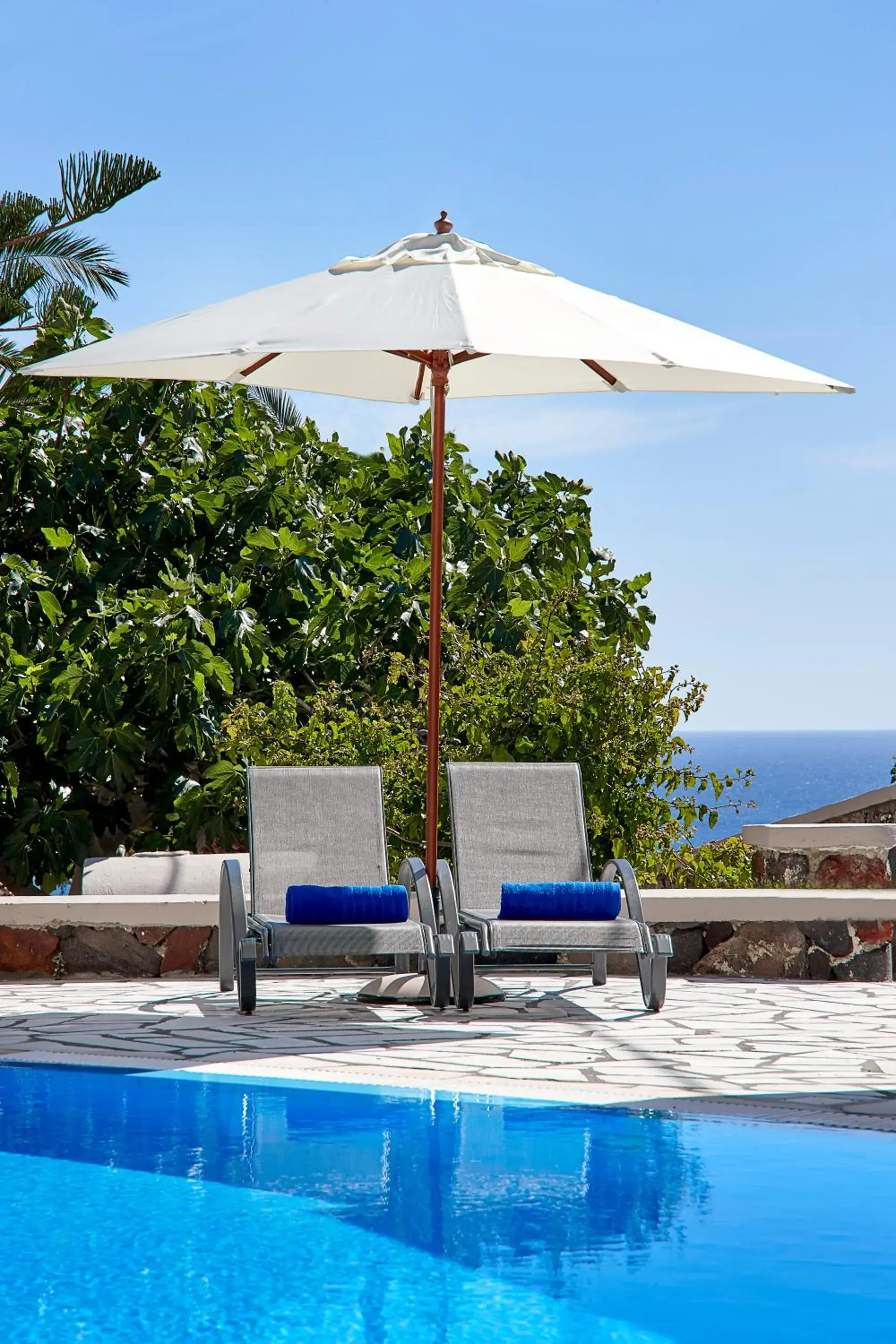 Pool view in Terra Blue Santorini Pool view in Terra Blue Santorini
