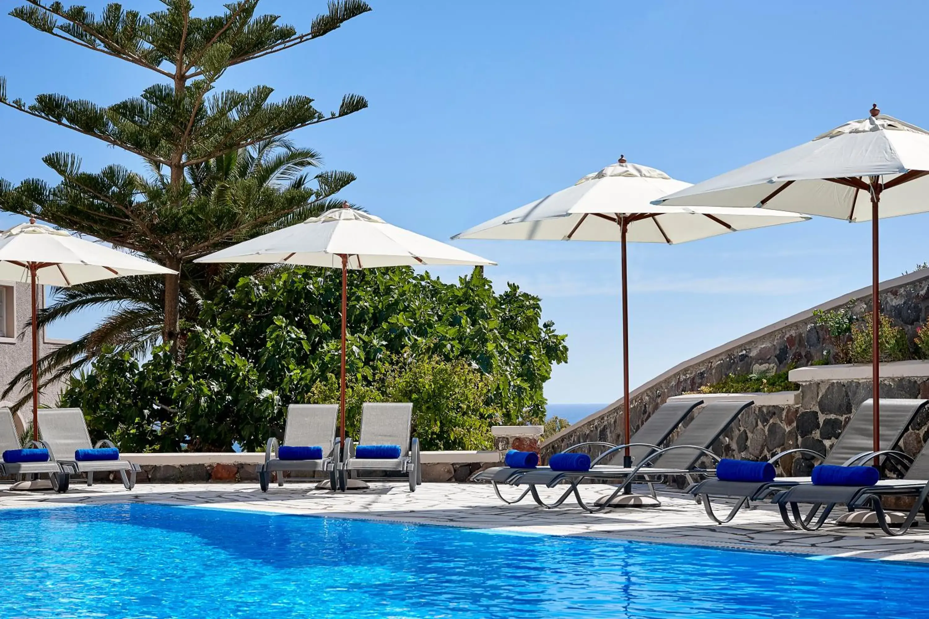 Pool view in Terra Blue Santorini Pool view in Terra Blue Santorini
