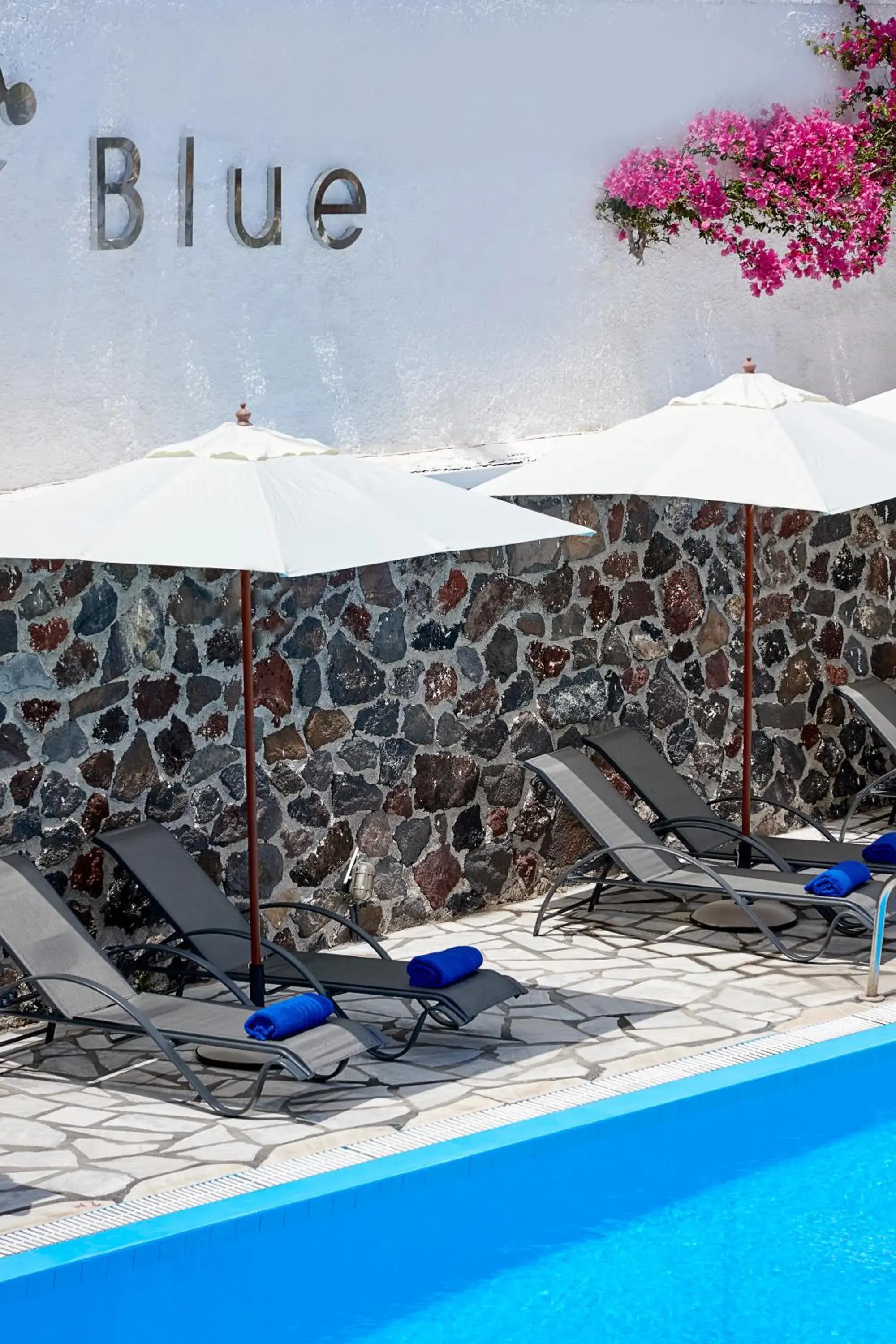 Pool view in Terra Blue Santorini Pool view in Terra Blue Santorini