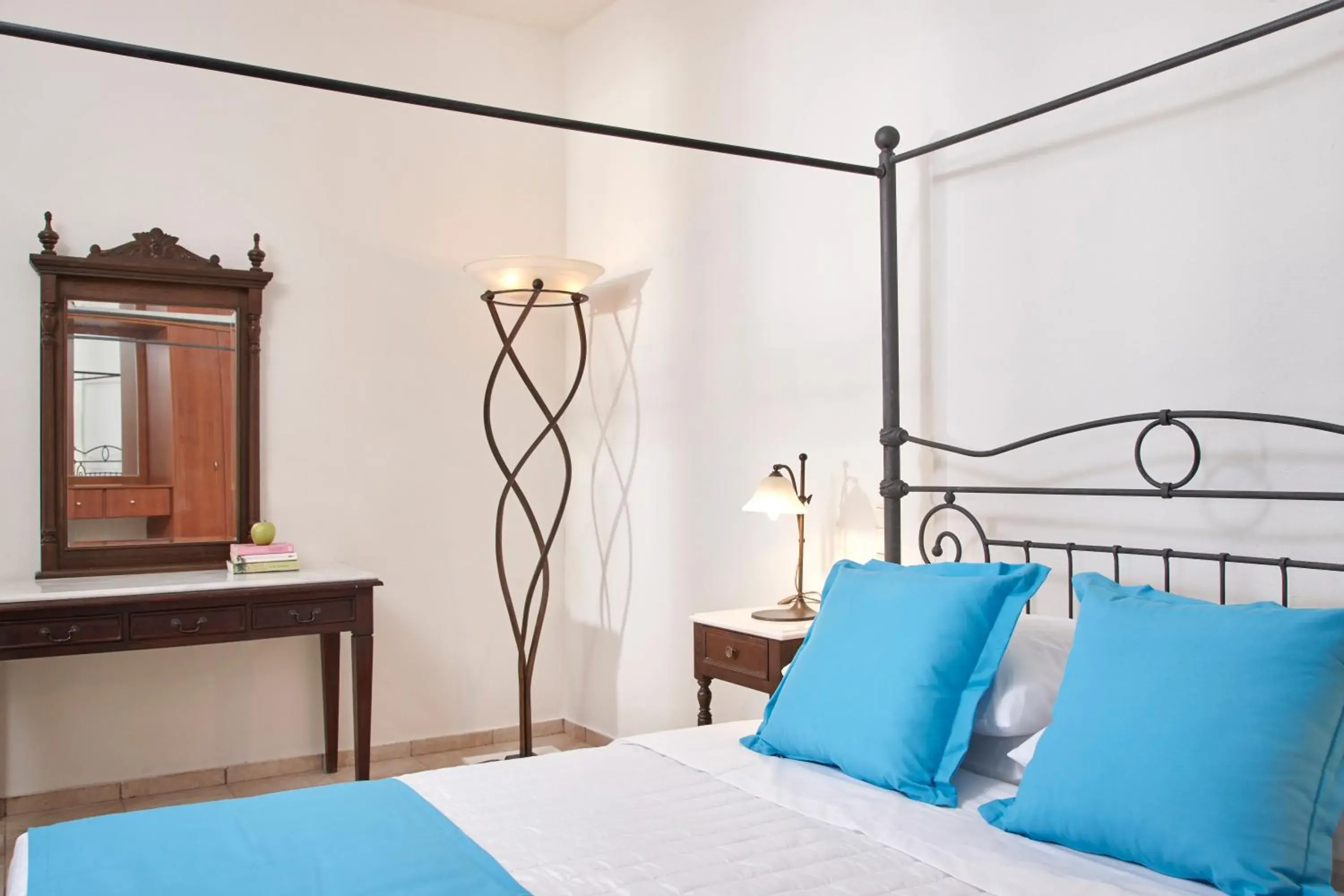Bedroom, Bed in Terra Blue Santorini Bedroom, Bed in Terra Blue Santorini