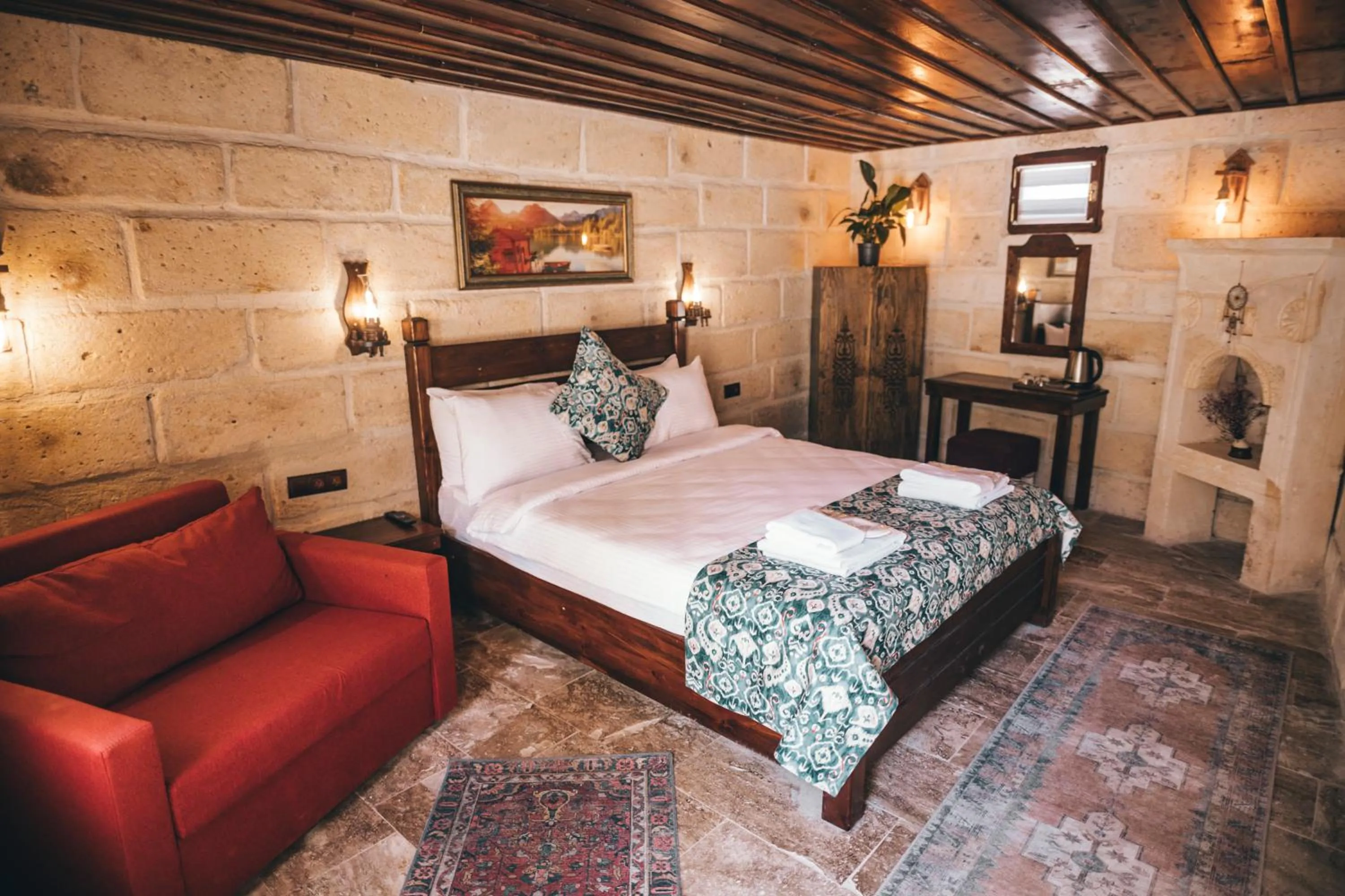 Living room, Bed in Tale Cave İnn