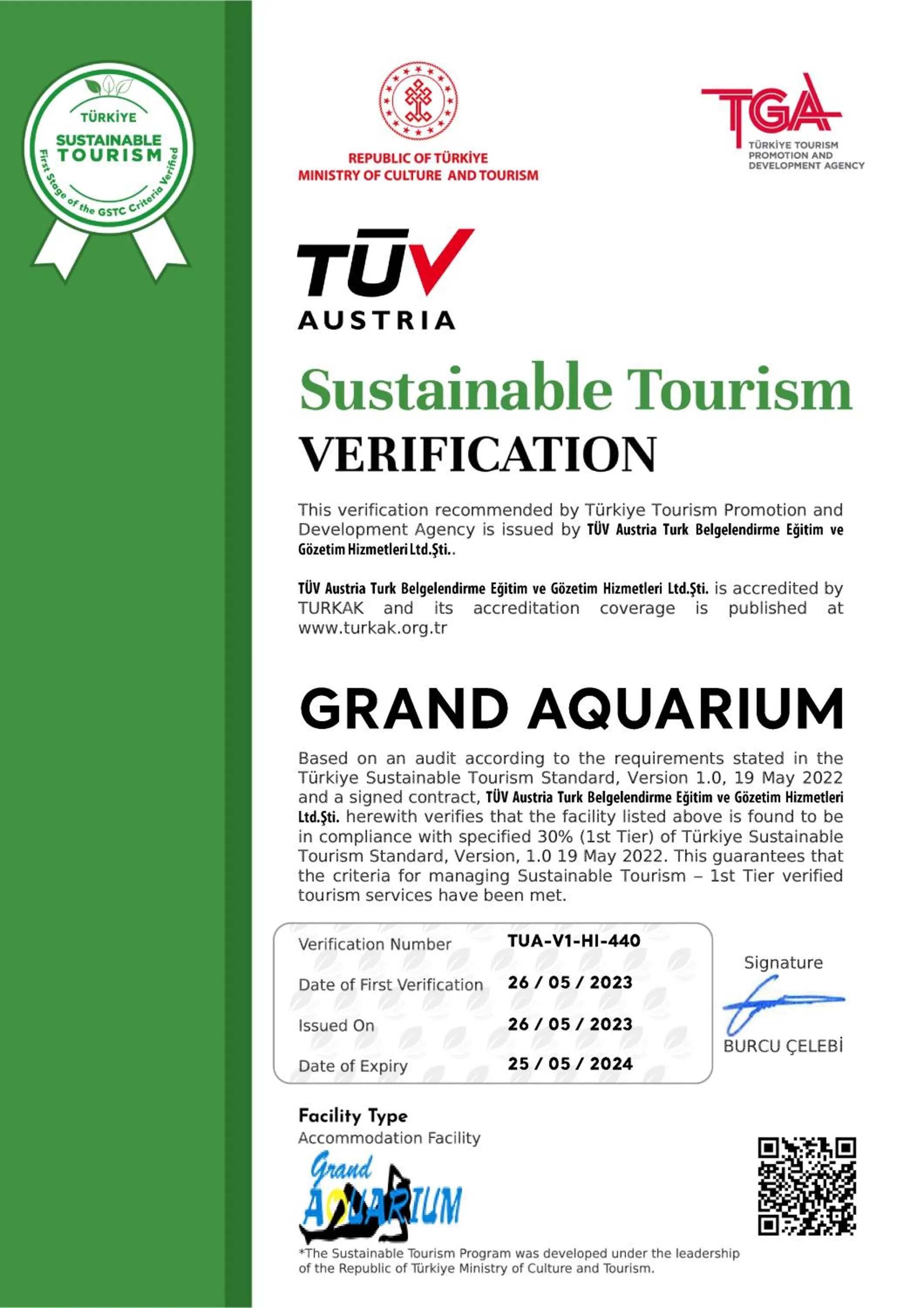 Certificate/Award in Grand Aquarium