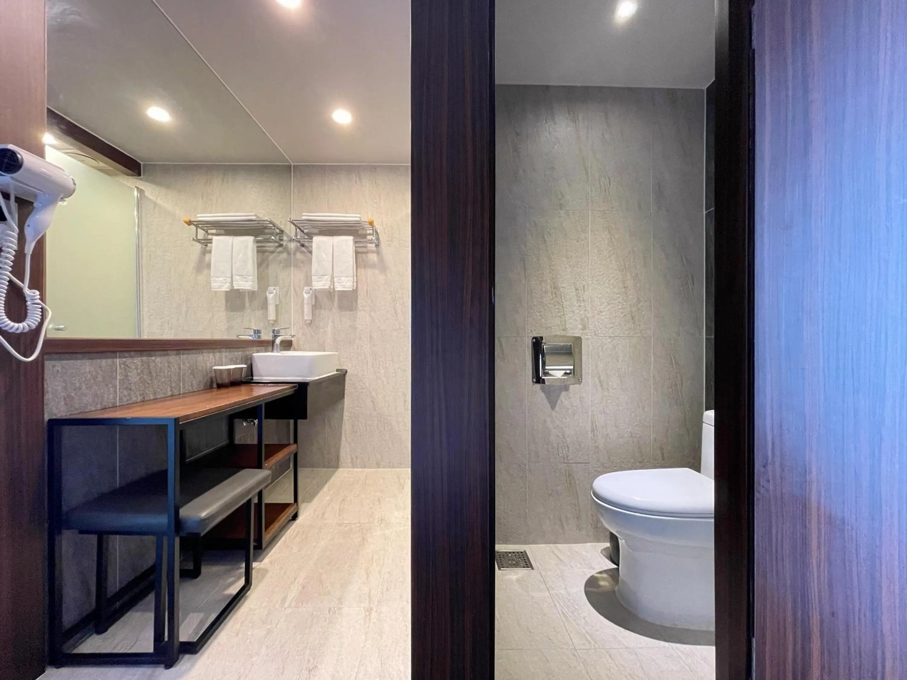 Toilet in Hotel With City