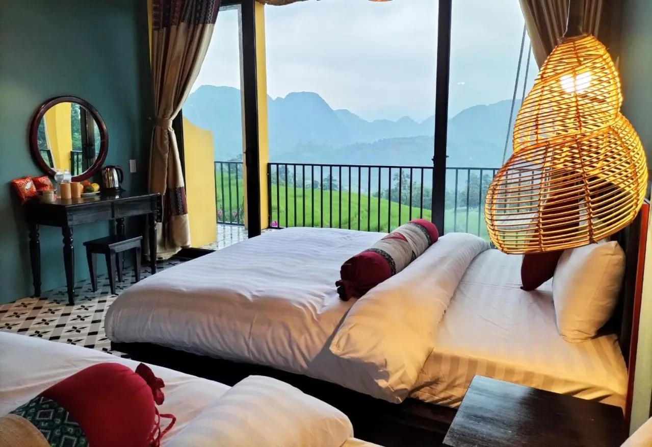 View (from property/room), Bed in Pu Luong May Home & Cafe