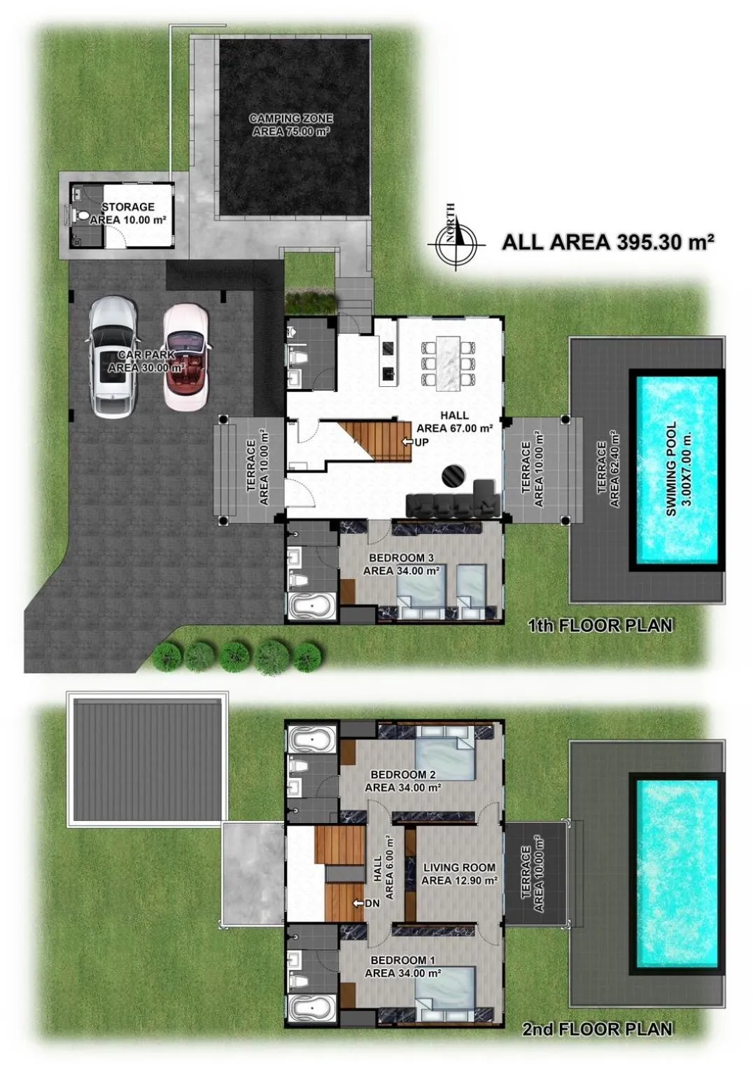 Floor plan in Pim Pool Villa Nan
