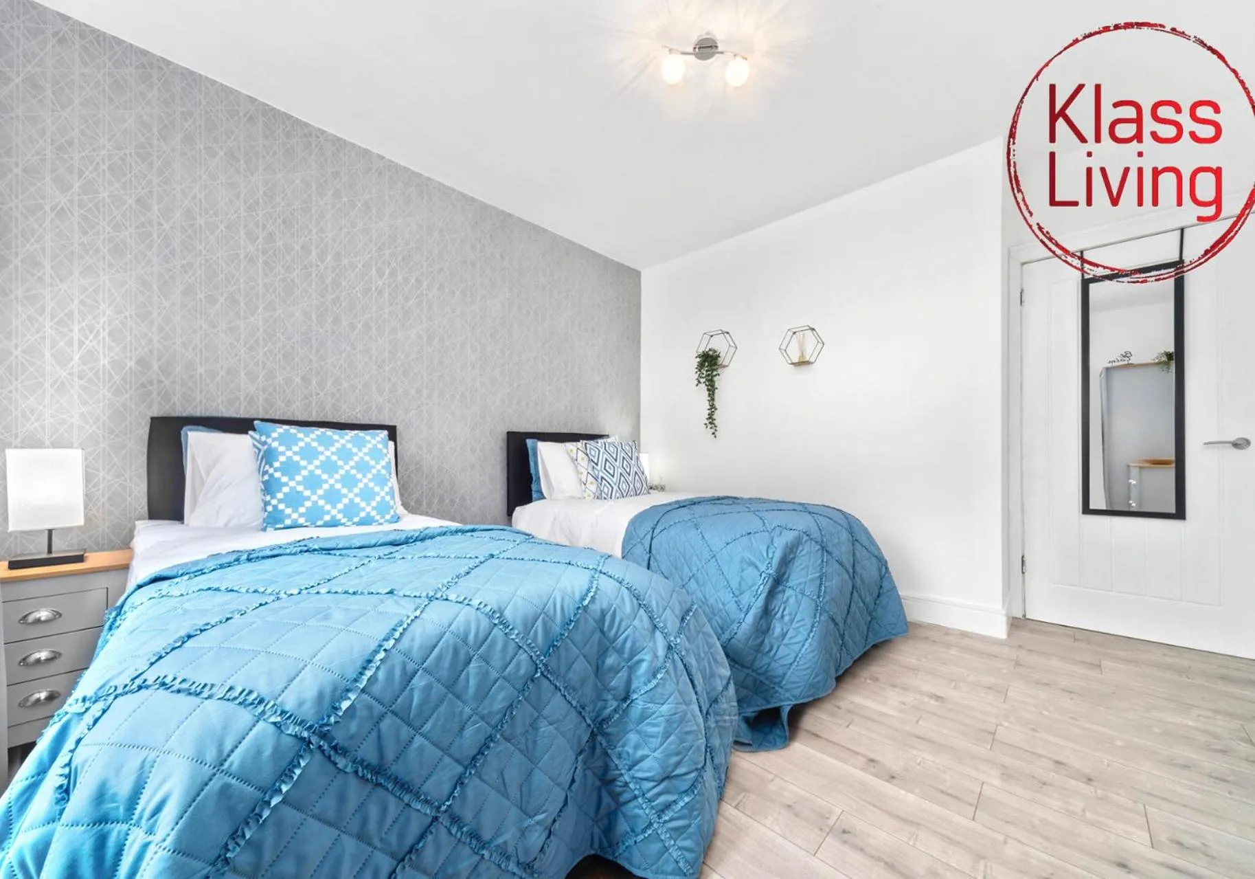 Bed in Sanderson Apartment by Klass Living Uddingston