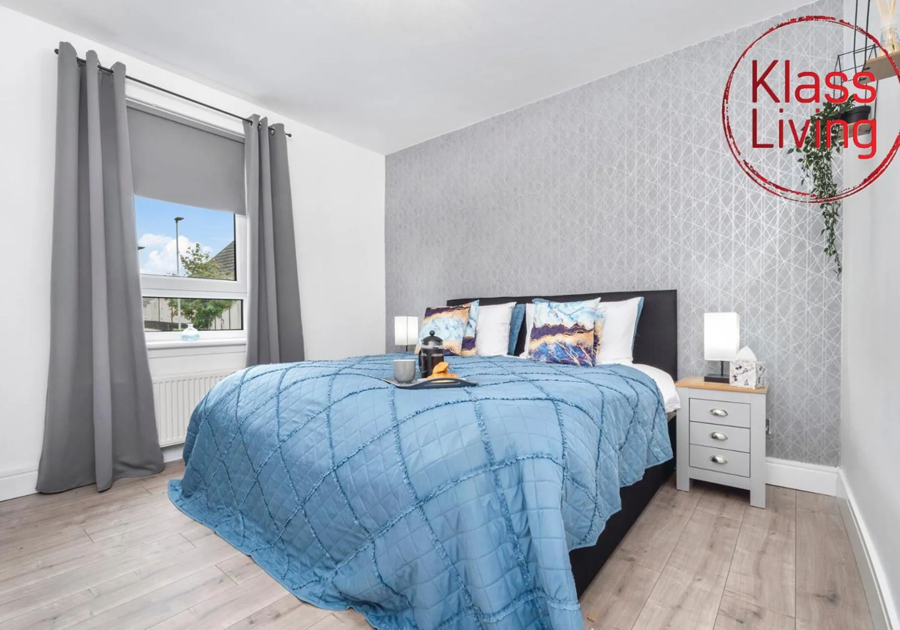 Bed in Sanderson Apartment by Klass Living Uddingston