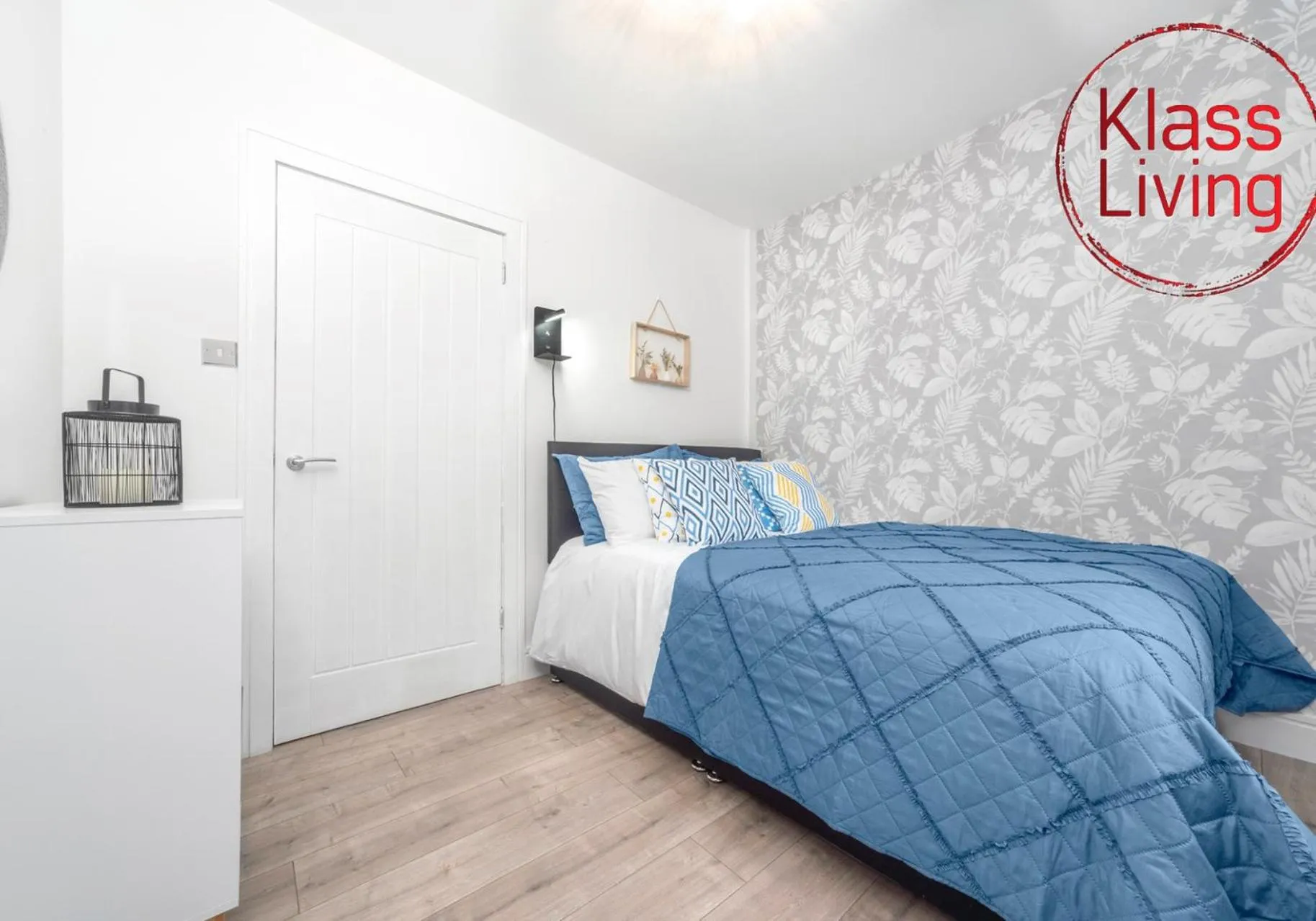 Bed in Sanderson Apartment by Klass Living Uddingston